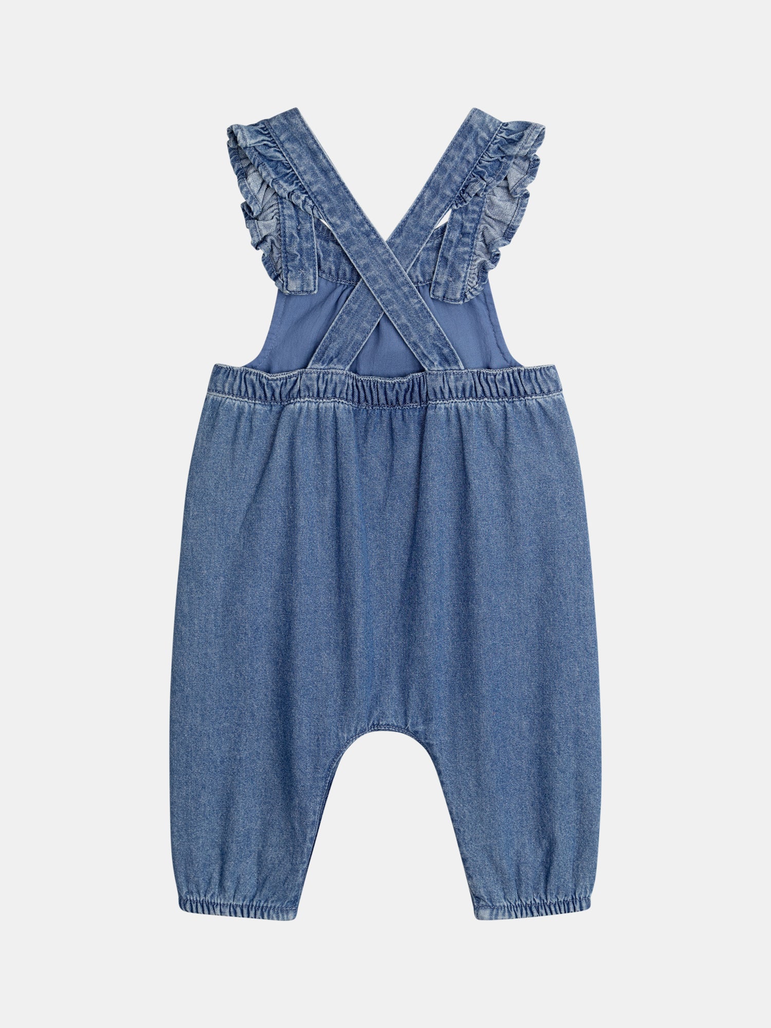Salopette denim avec poches cœurs brodé pour bébé fille - Image 4