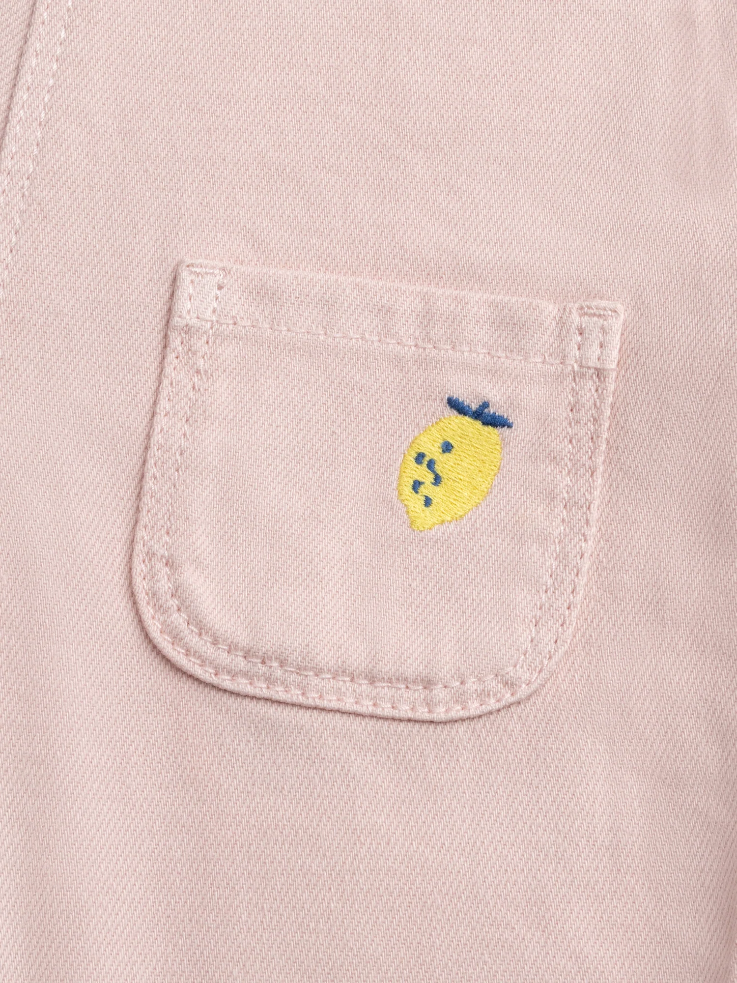 Salopette rose vintage avec broderie citron pour bébé fille - Image 4
