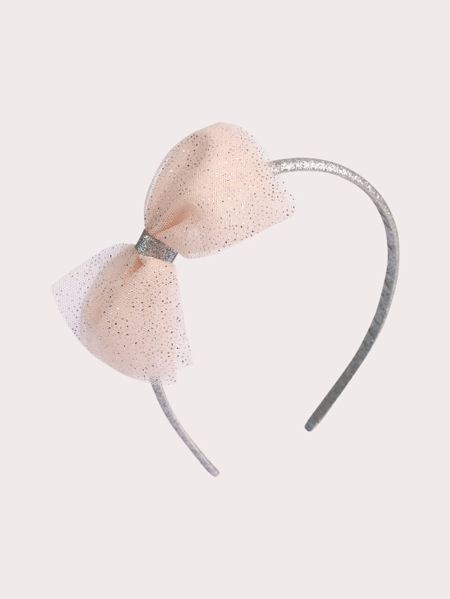 Serre-tête doré à nœud rose pour fille
