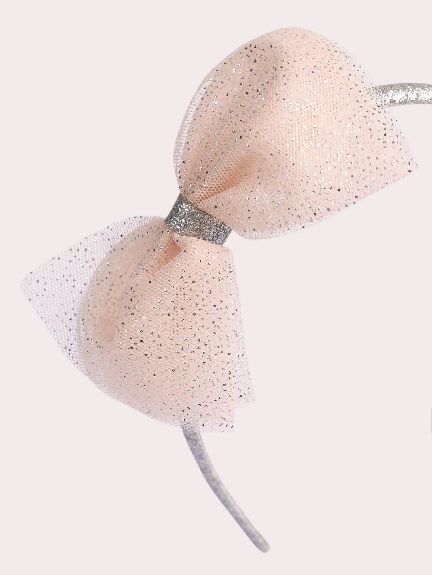 Serre-tête doré à nœud rose pour fille - Image 2