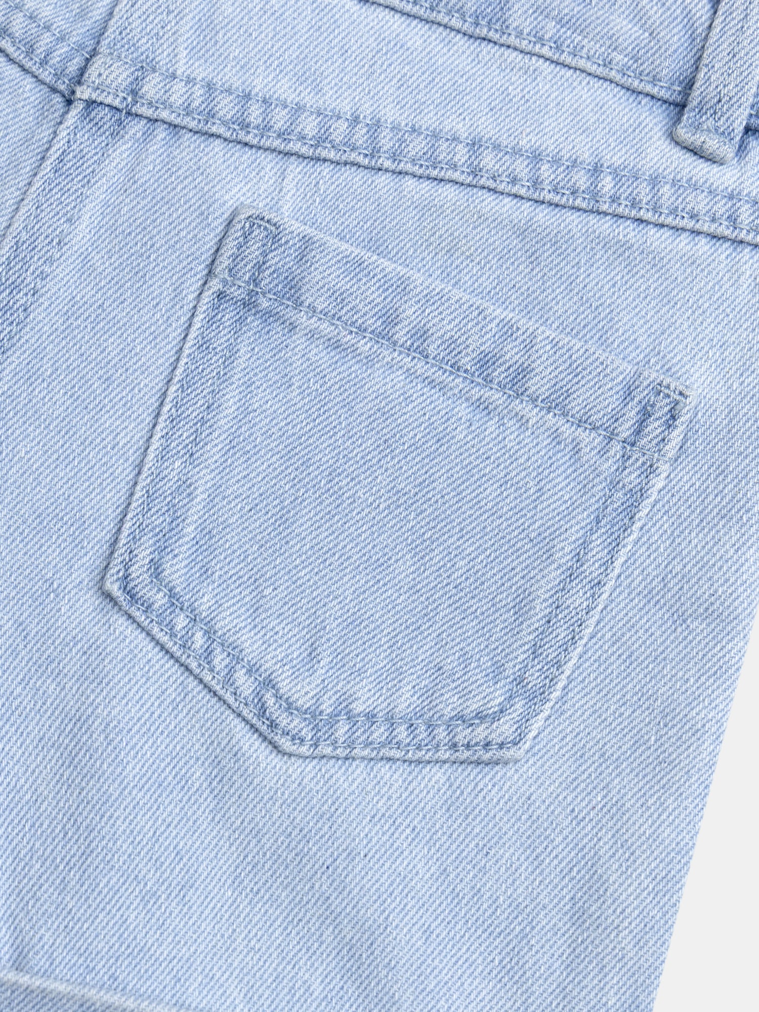 Short en denim bleu et broderie florales pour fille - Image 5
