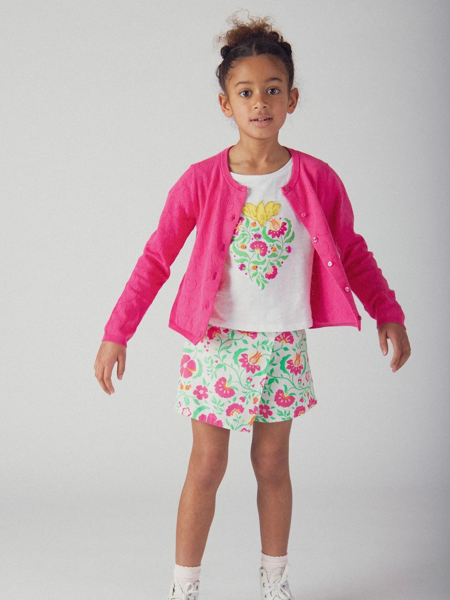 Short blanc à imprimé floral pour fille - Image 3