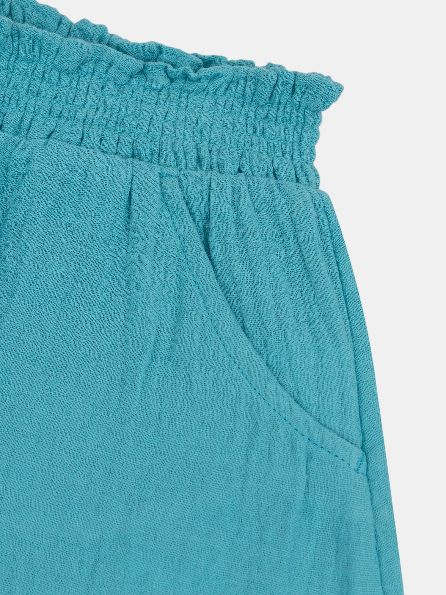 Short bleu turquoise à poches pour fille - Image 3