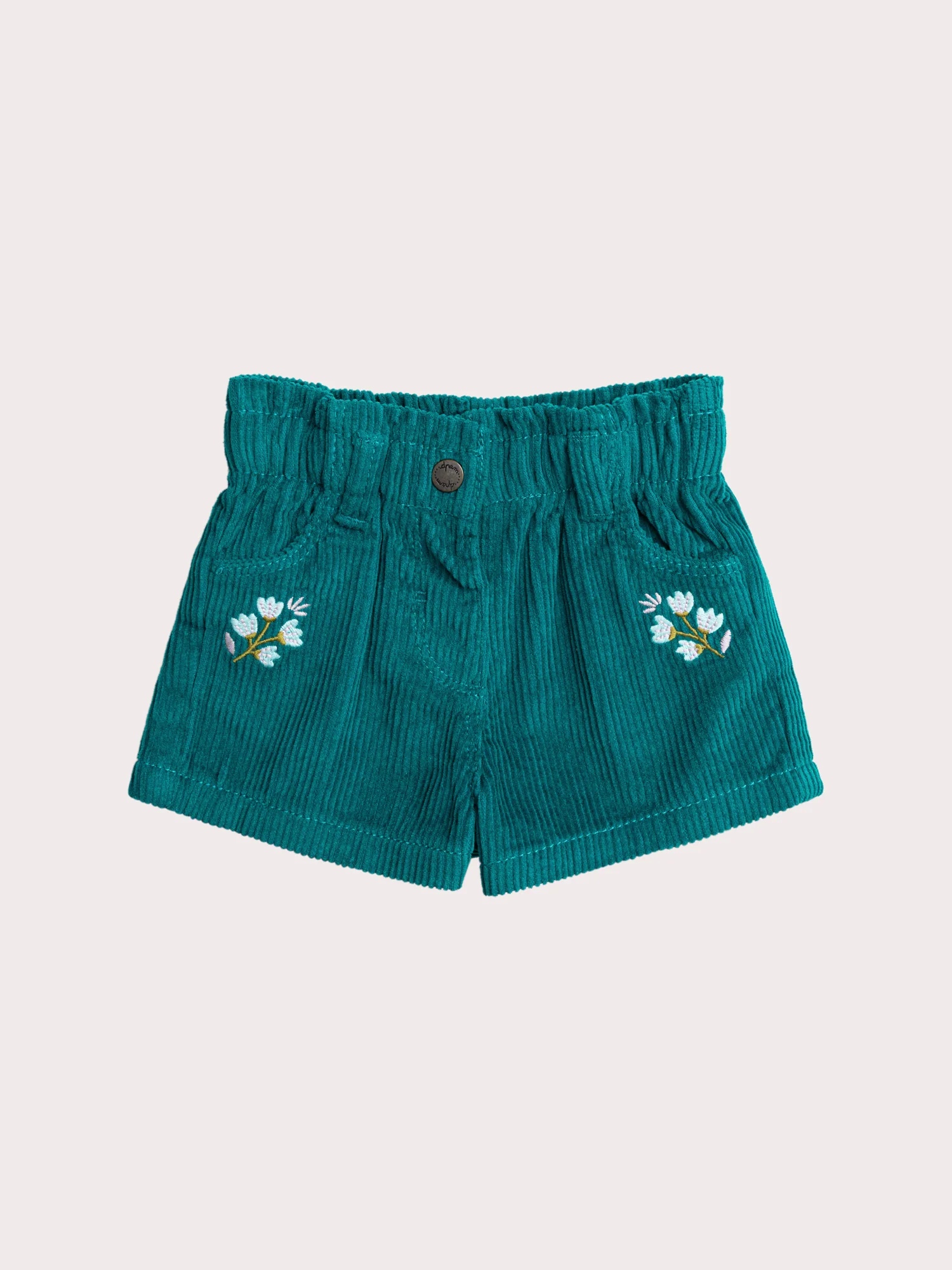 Short bleu paon pour bébé fille