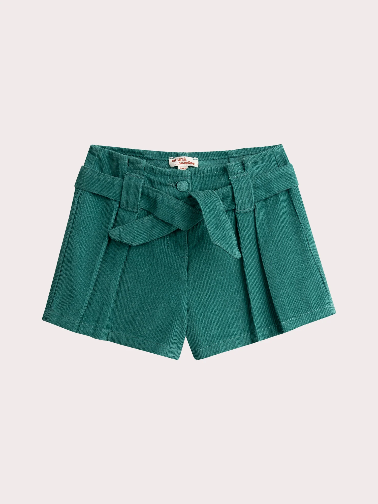 Short bleu vert en velour cotelé pour fille