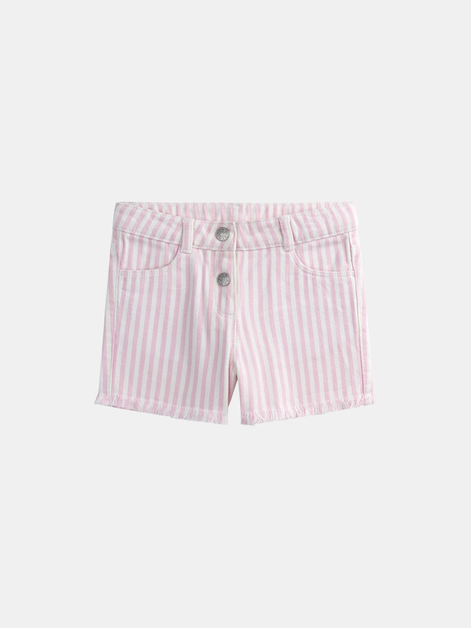 Short rayé rose et écru pour fille