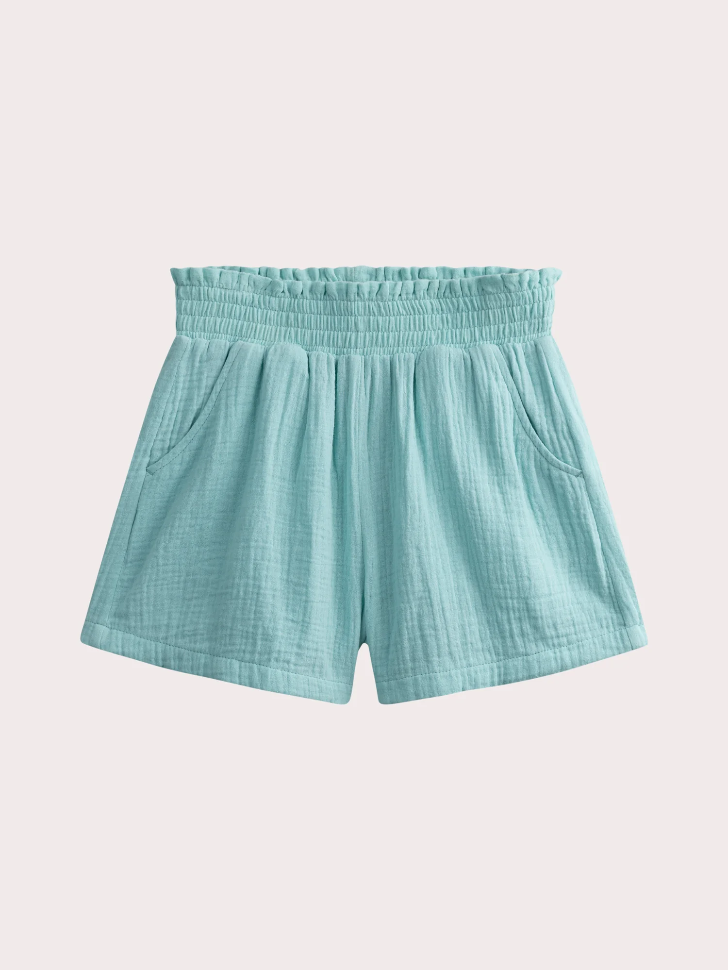 Short fluide en gaze de cotton bleu turquoise