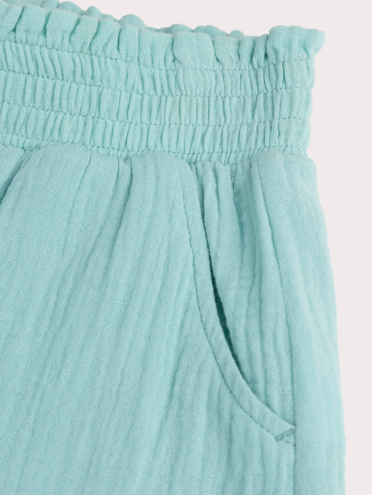 Short fluide en gaze de cotton bleu turquoise - Image 2