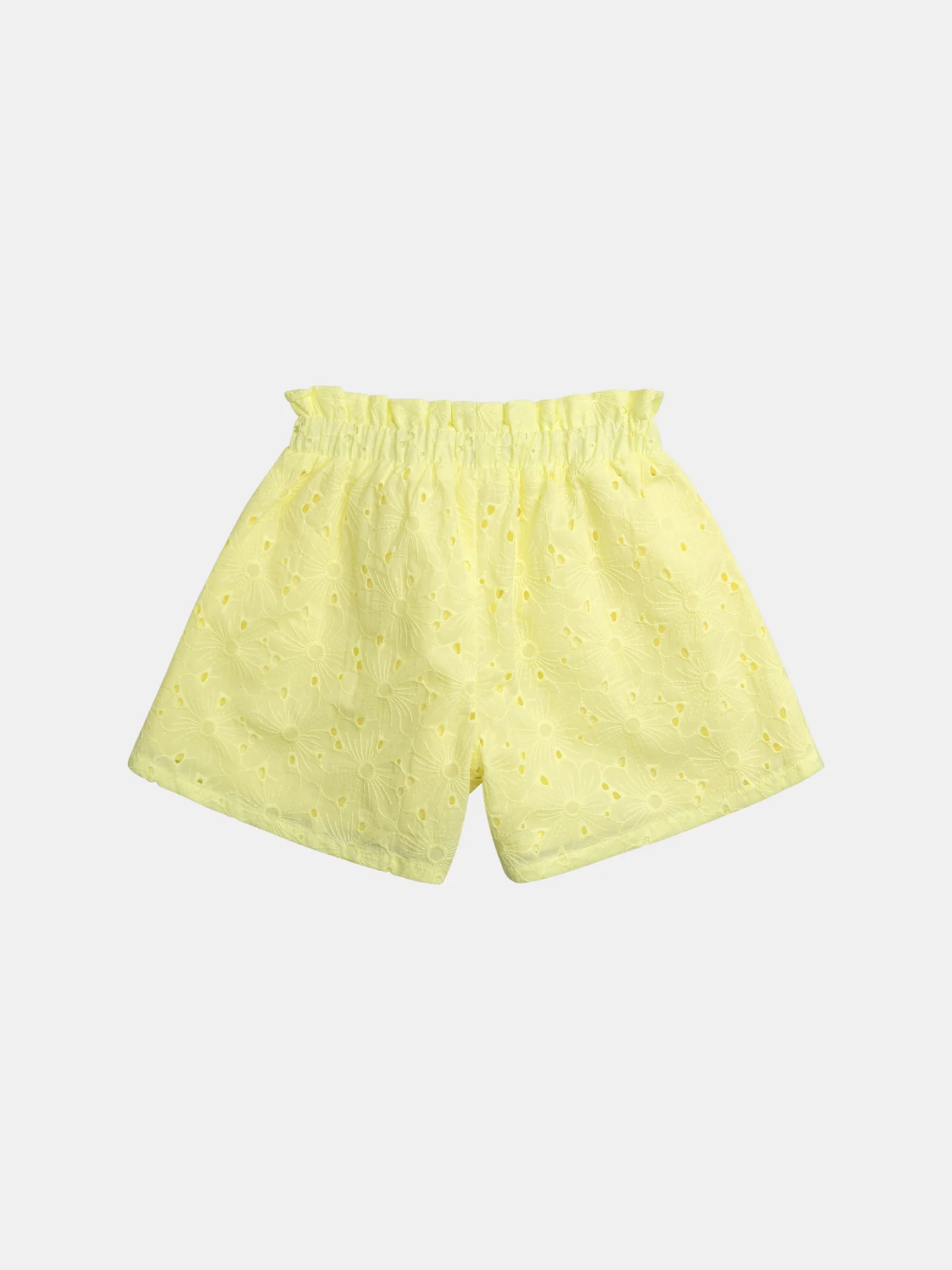 Short jaune pâle en broderie anglaise pour fille - Image 4