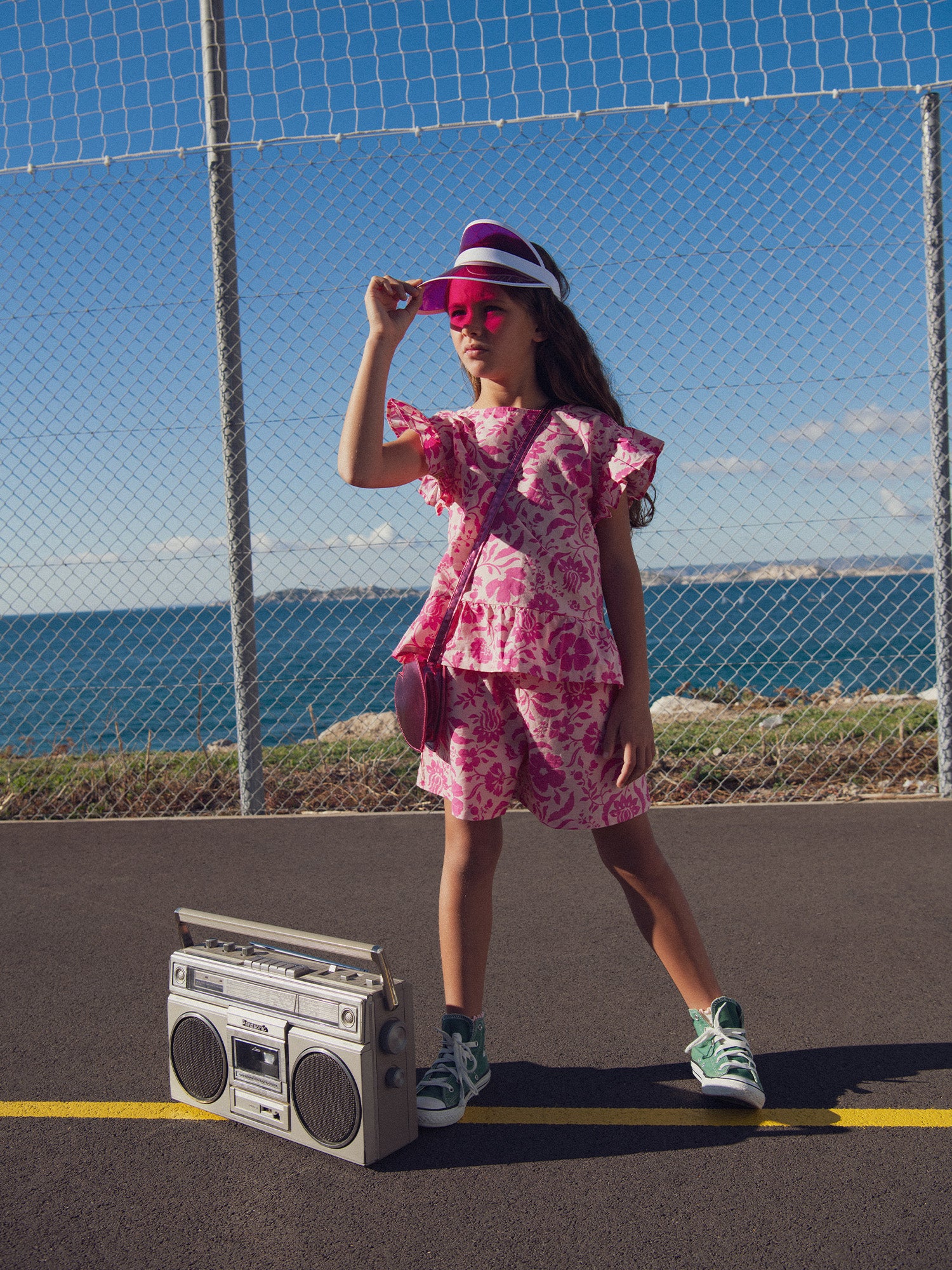 Short rosé à imprimé floral pour fille - Image 2