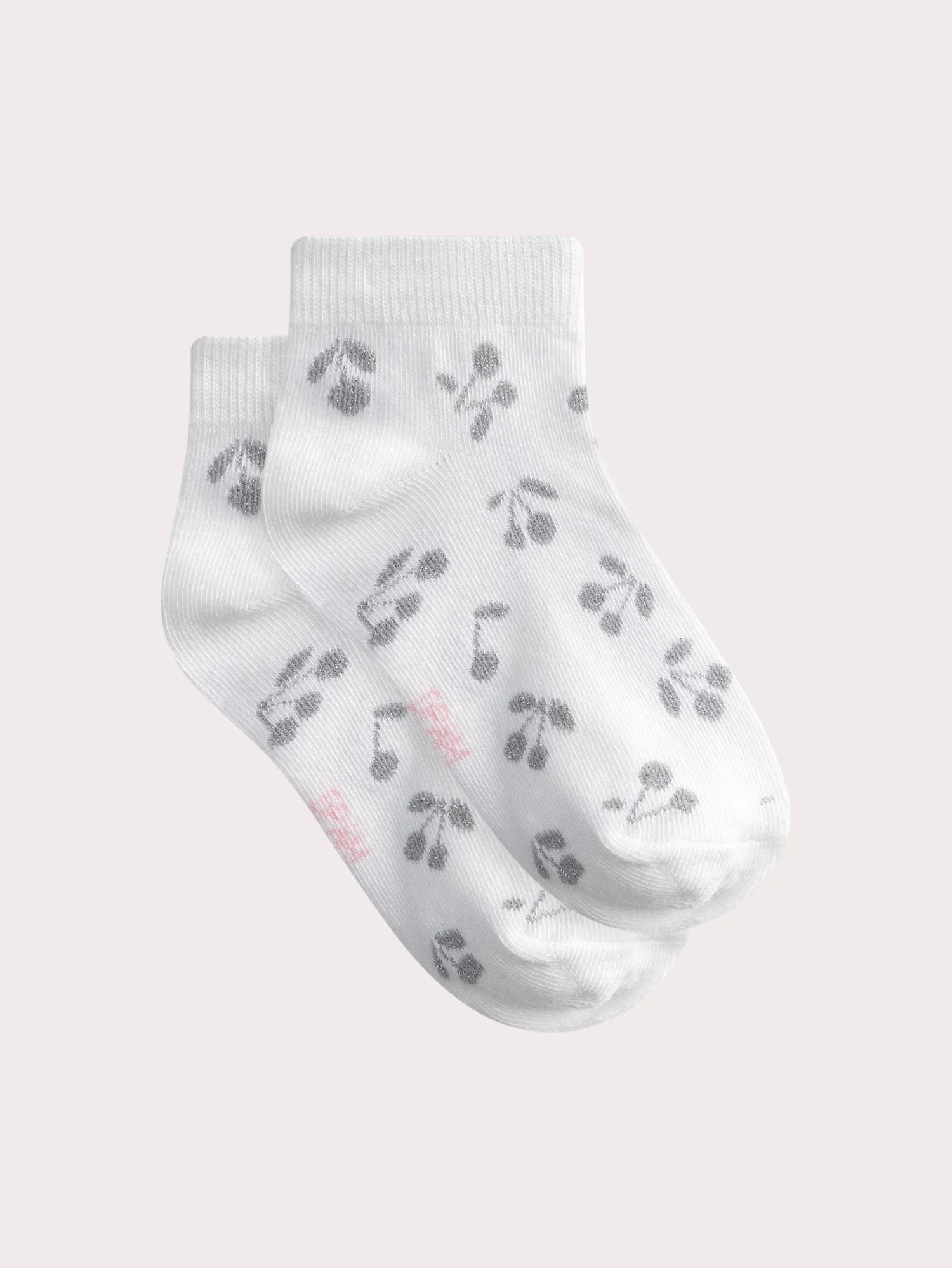 Socquettes écrues à motif cerise pour fille