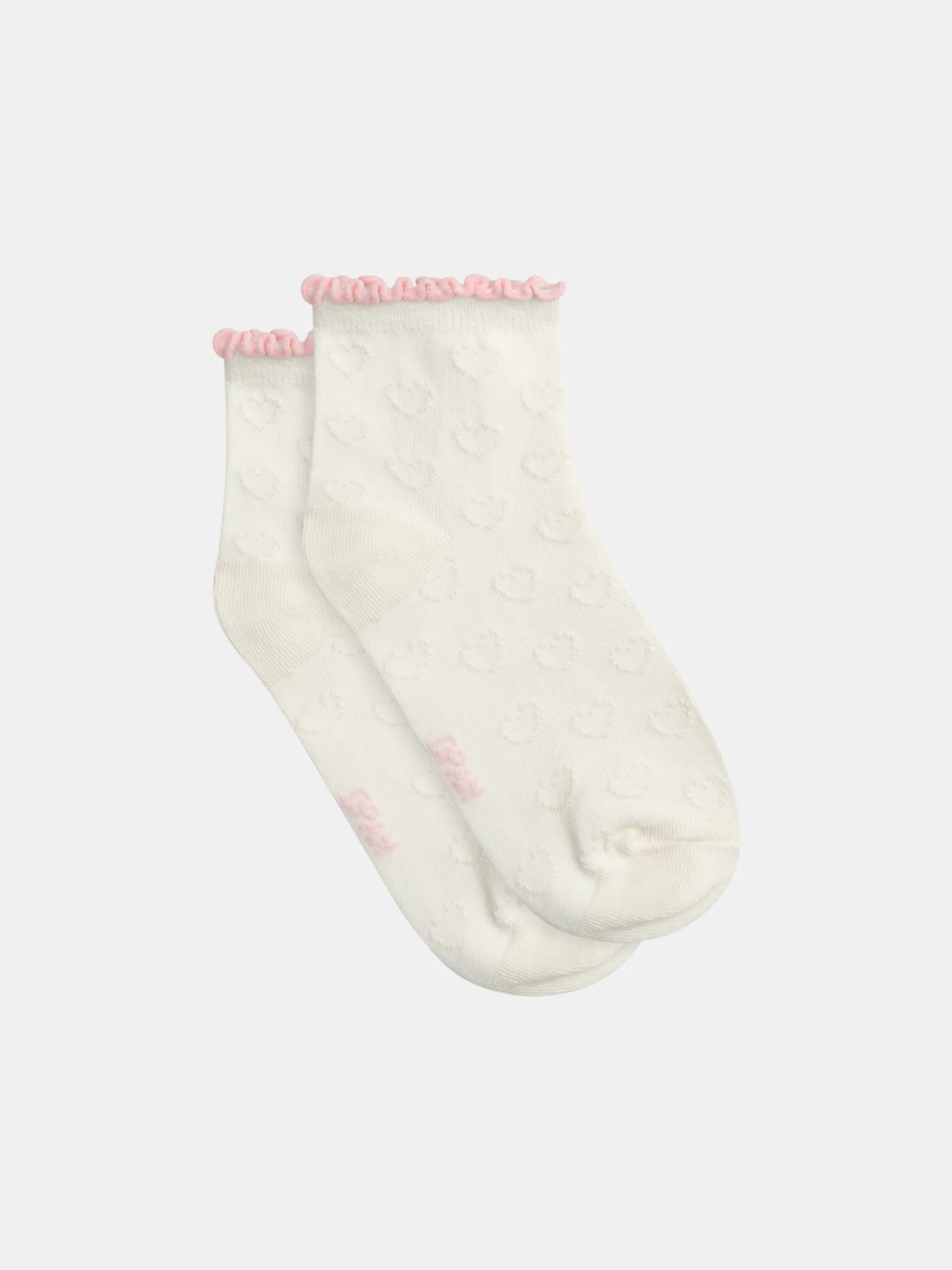 Socquettes écrues à motifs coeurs pour filles
