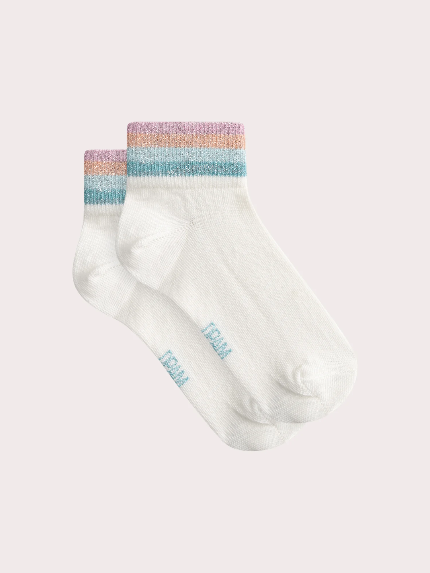 Socquettes écrues pailletées multicolores pour fille