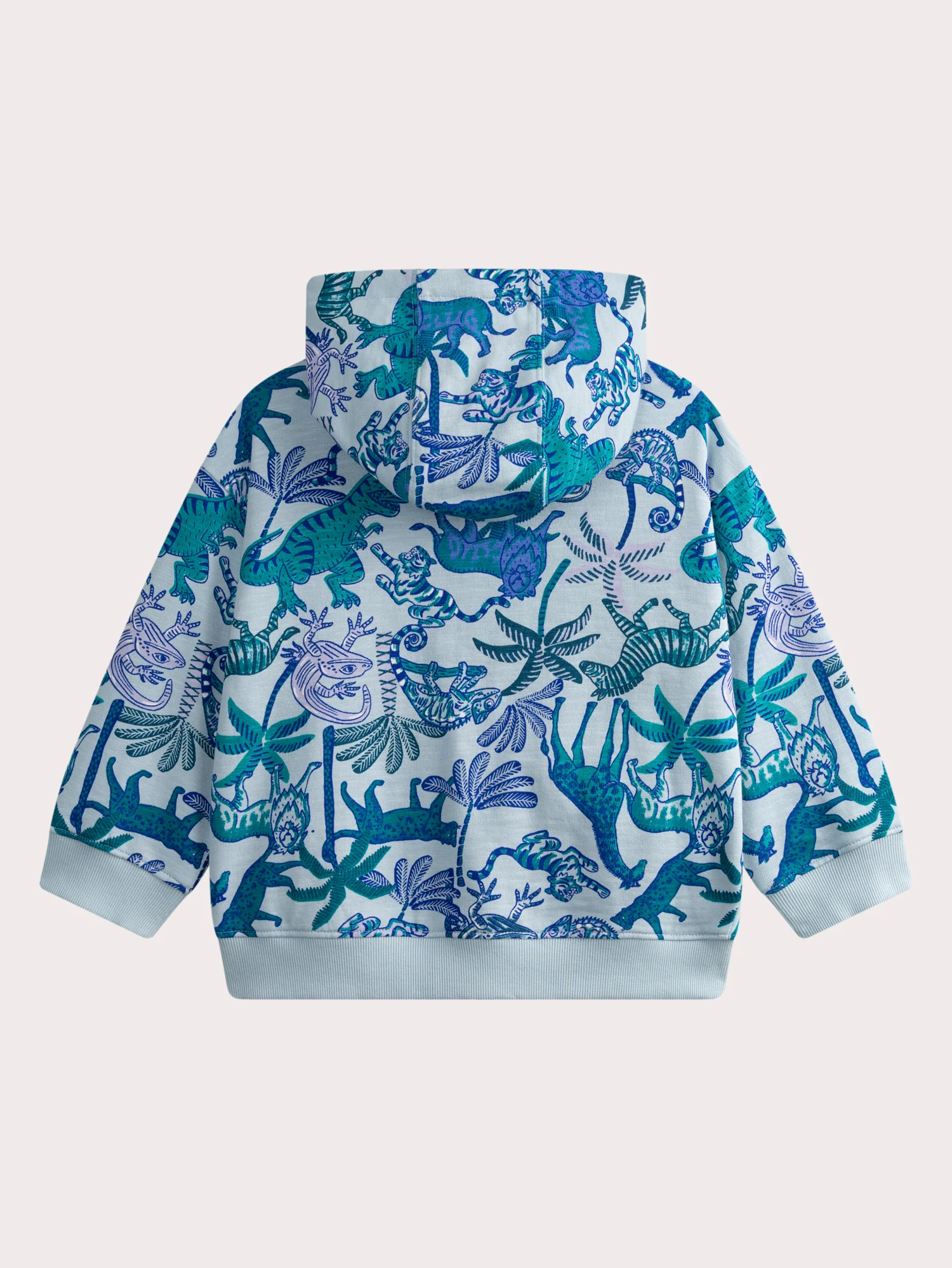 Sweat à capuche zippé bleu imprimé jungle - Image 3