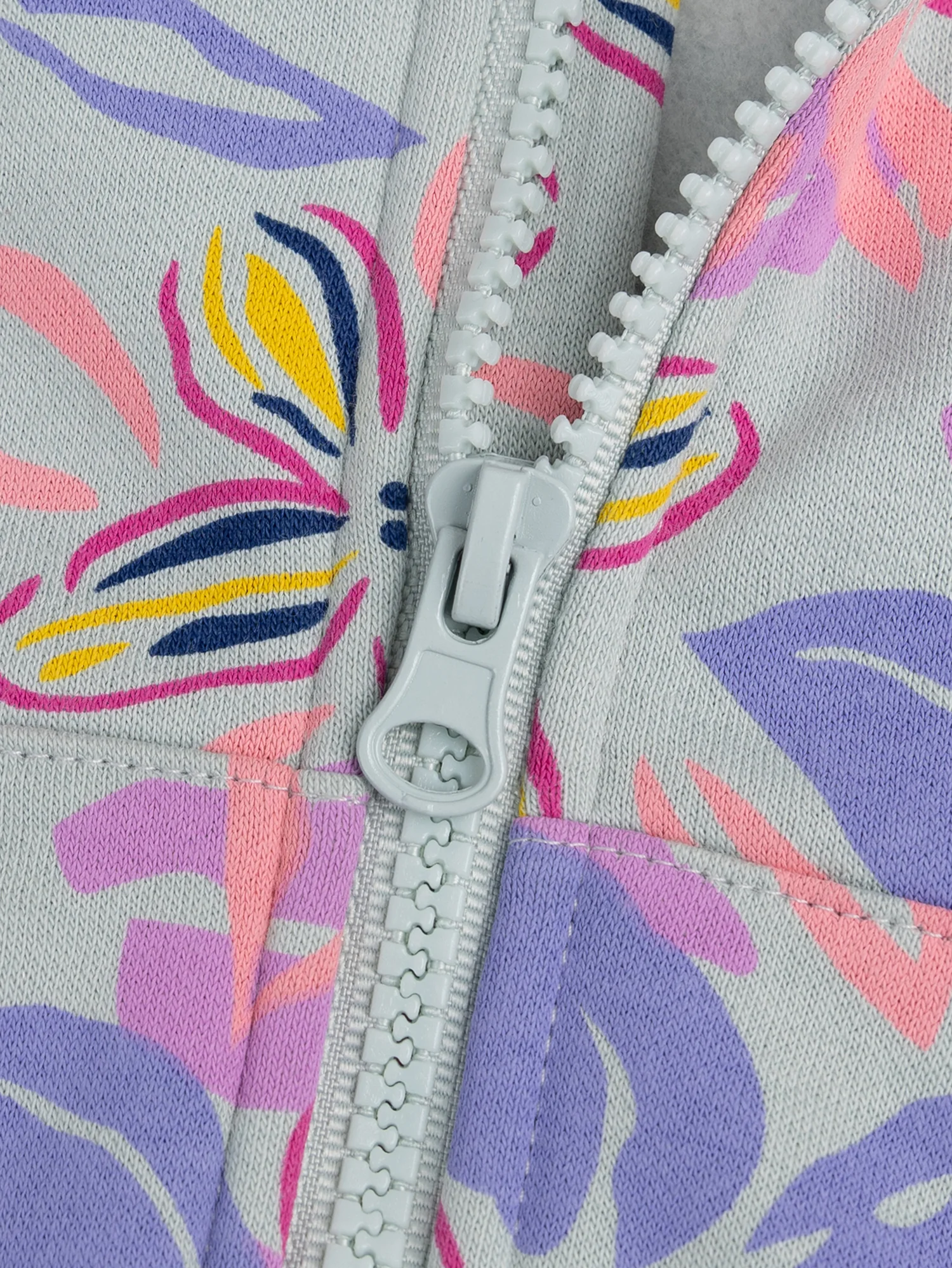 Sweat bleu zippé à capuche imprimé floral - Image 3