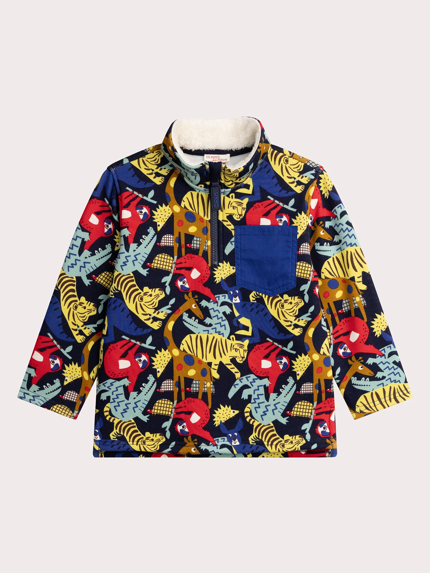 Sweat marine doublé chaud imprimé jungle pour garçon