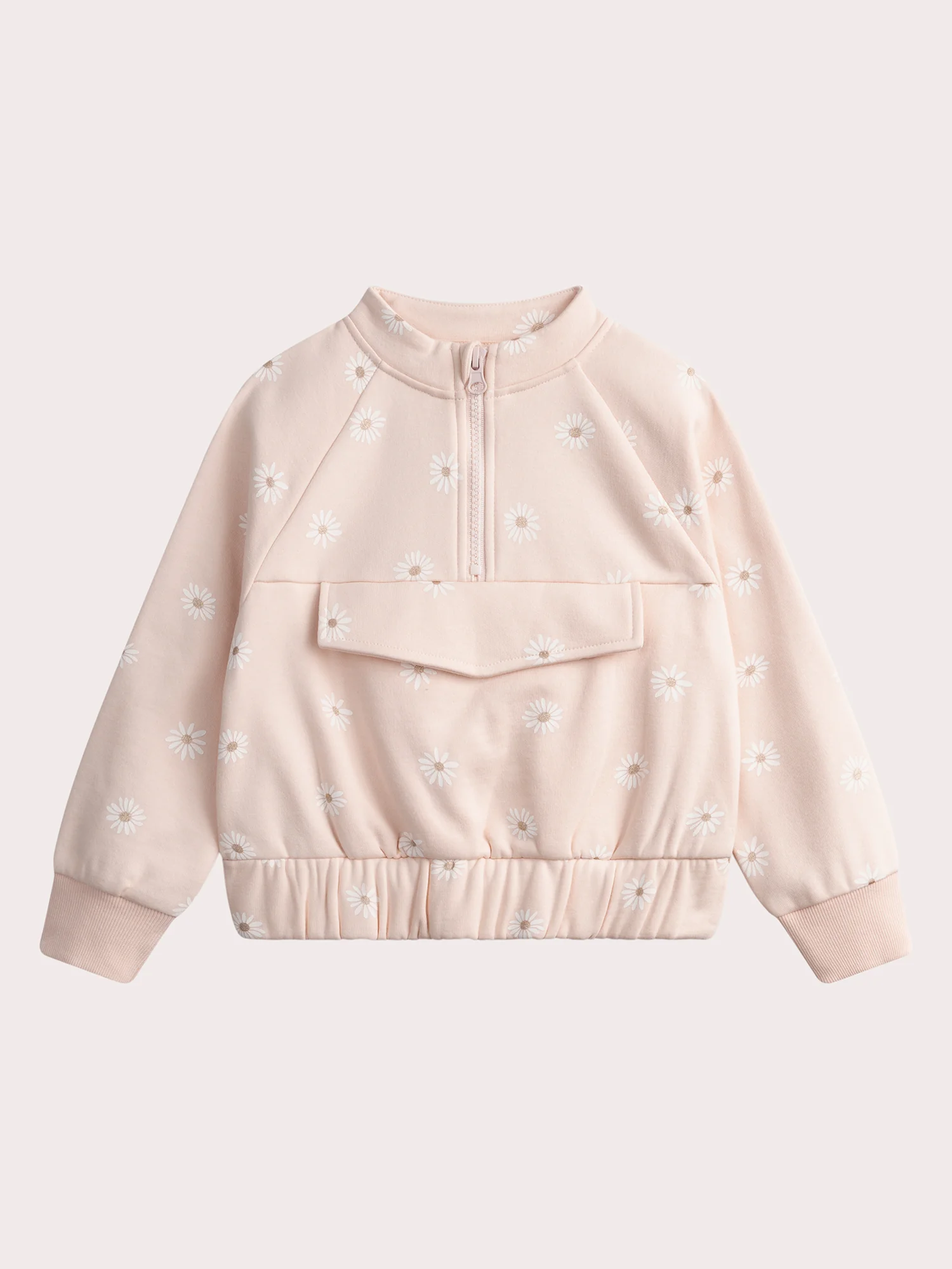 Sweat rose pale imprimé pâquerettes
