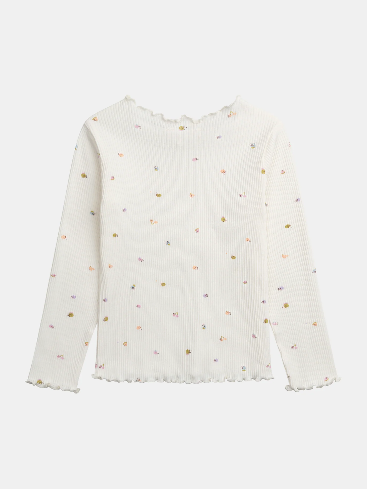 T-shirt à côte manches longues écru imprimé fruits pour fille - Image 4