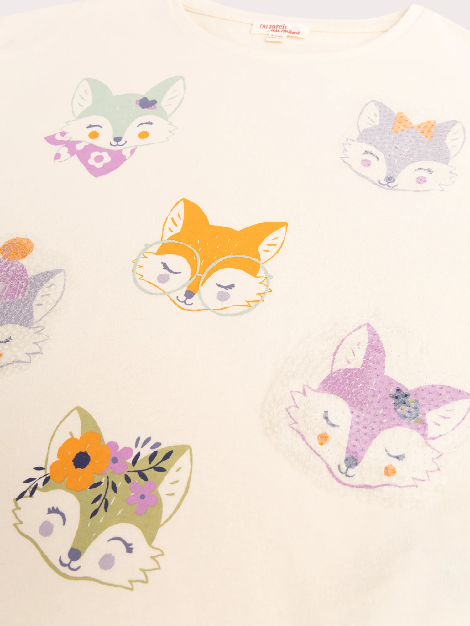 T-shirt animation renard sequins iridescents pour fille - Image 2