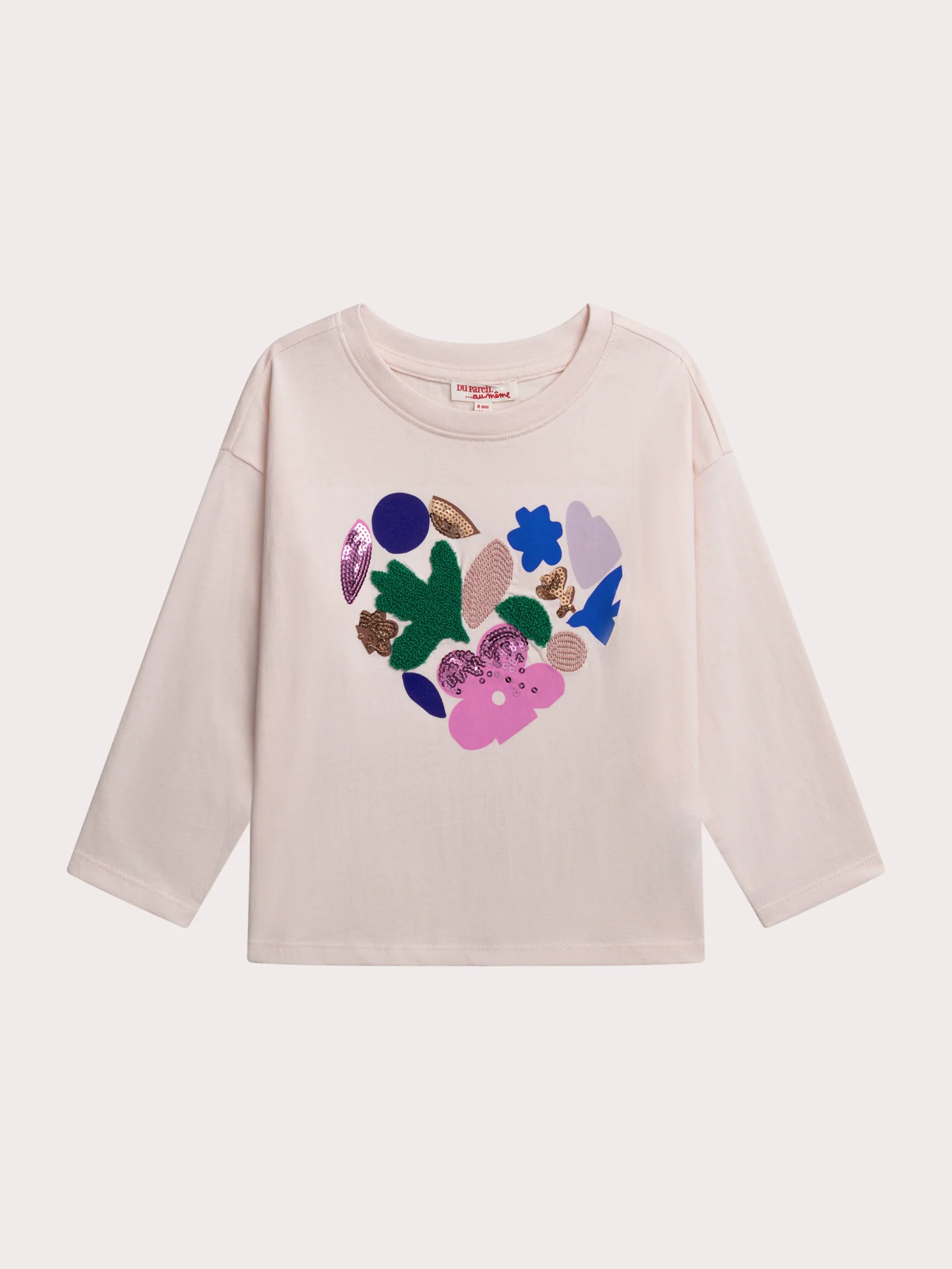 T-shirt beige animation floral fille