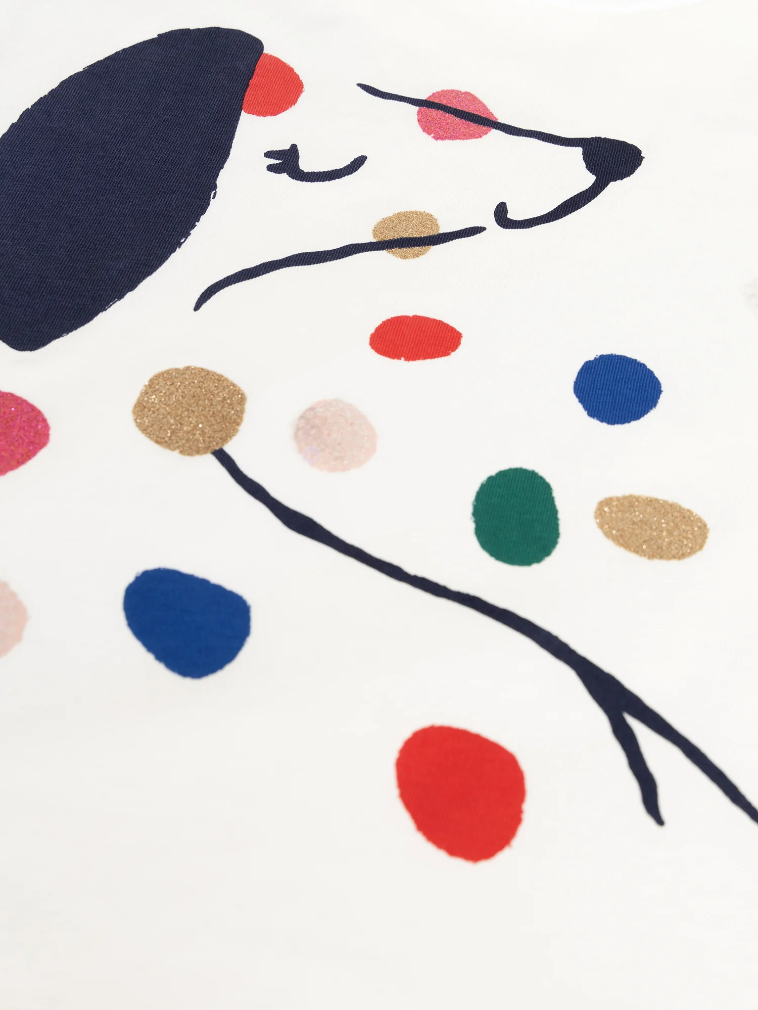 T-shirt blanc animation chien pailletés pour fille - Image 2
