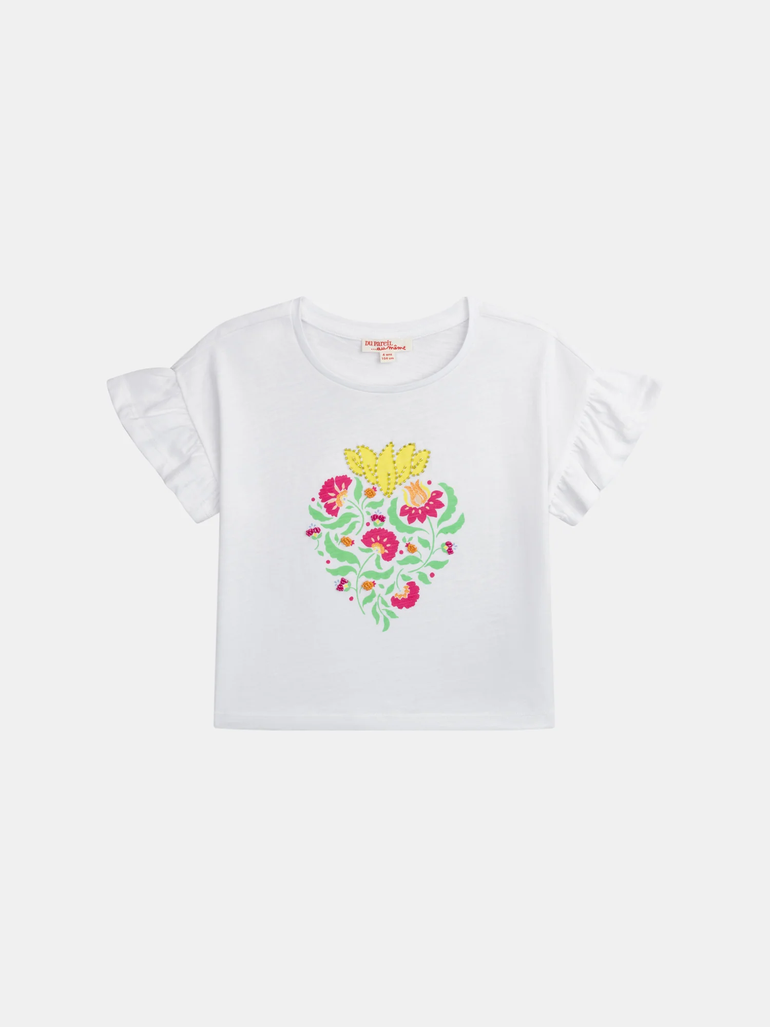 T-shirt blanc animation coeur pour fille