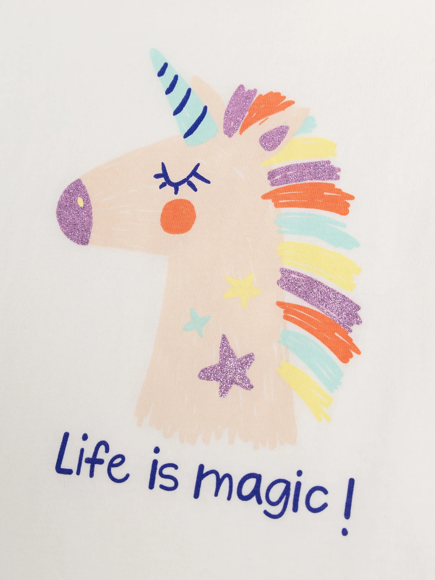 T-shirt blanc manches courtes animation licorne - Image 2