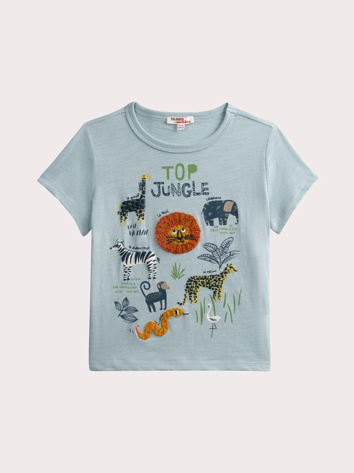 T-shirt bleu avec animation animaliere