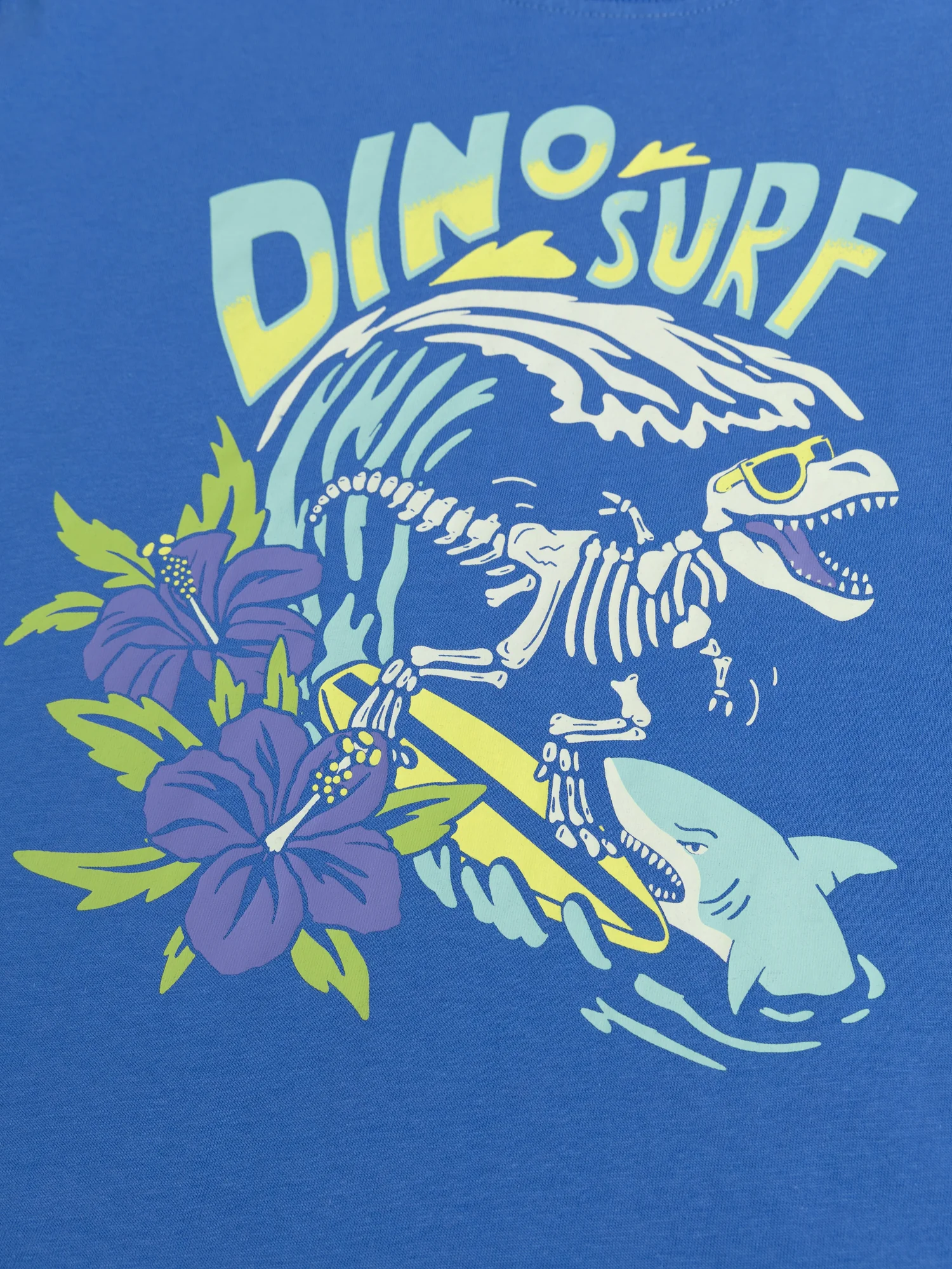 T-shirt bleu avec animation dinosaure phosphorescente - Image 2