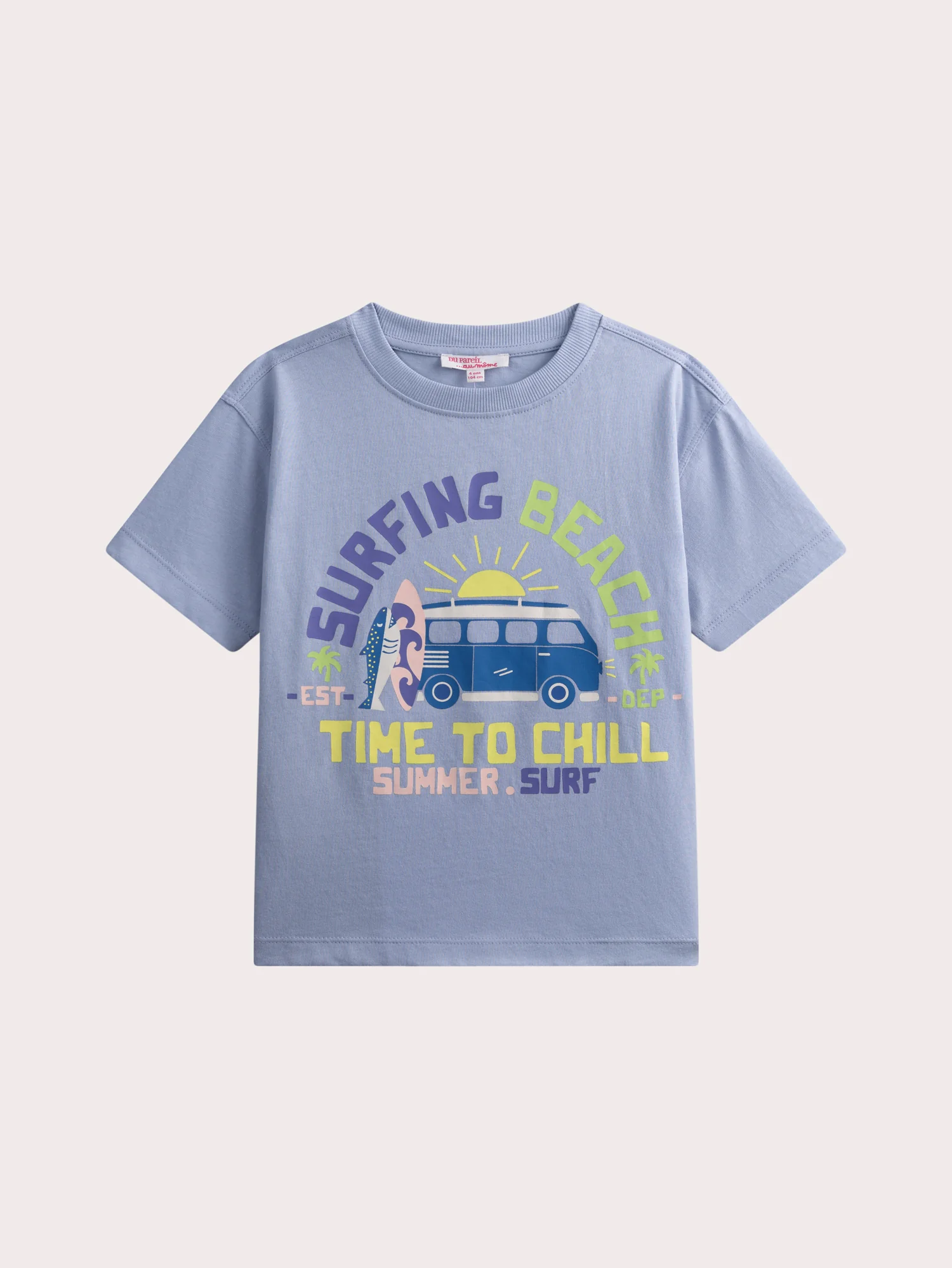T-shirt bleu avec animation surf