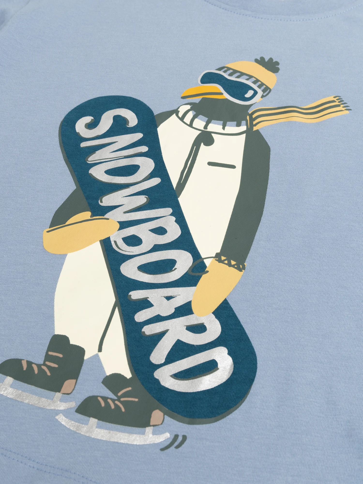 T-shirt bleu ciel animation pinguin pour garçon - Image 2
