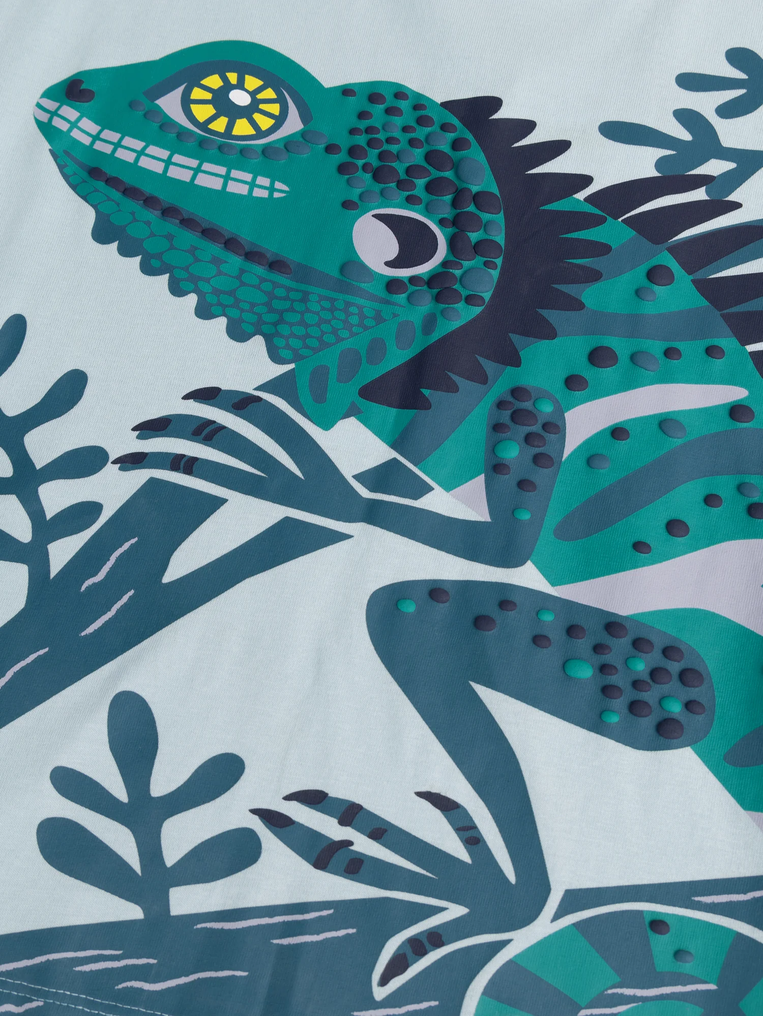 T-shirt bleu manches courtes animation lézard - Image 3