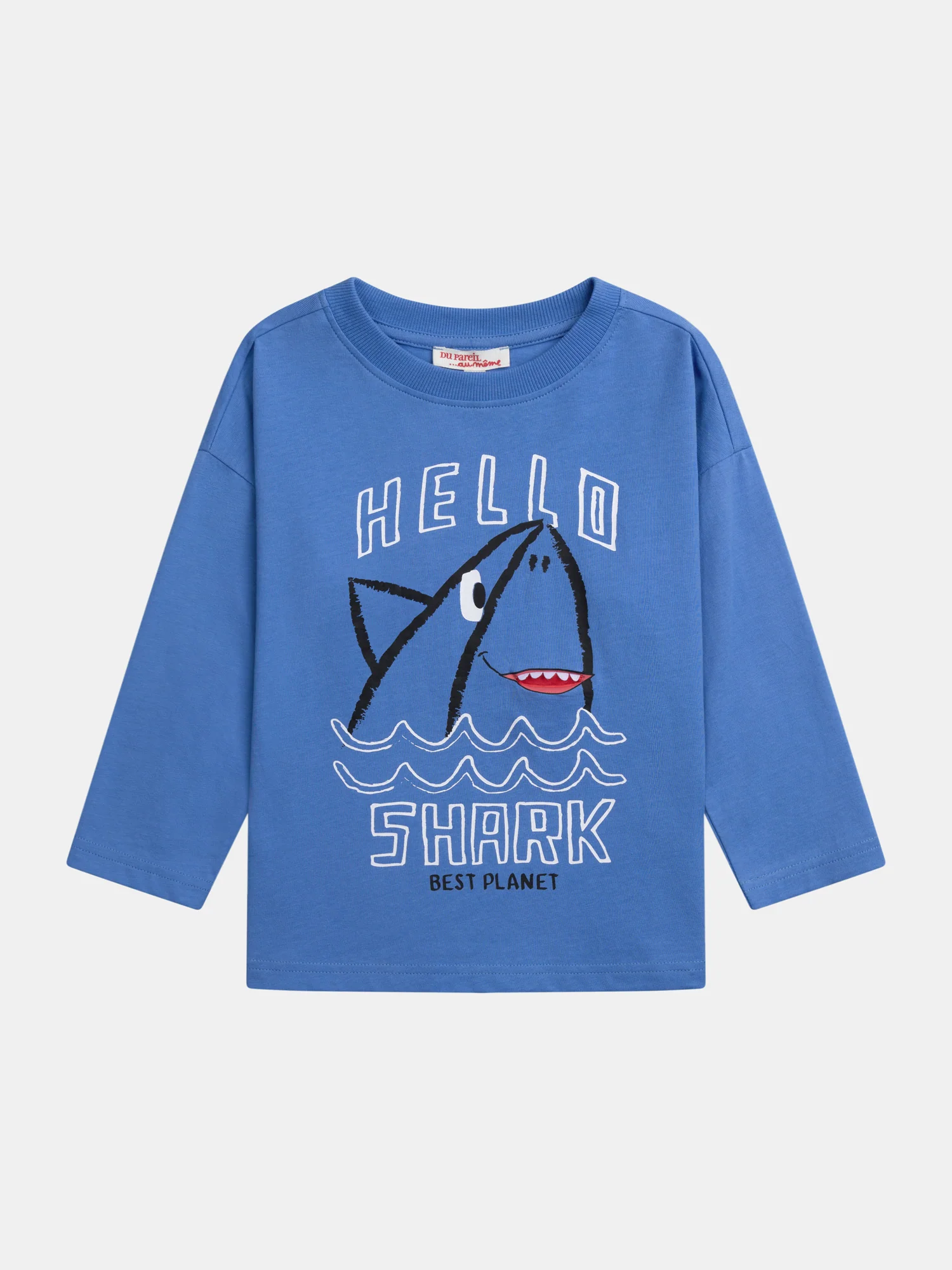 T-shirt bleu manches longues et animation pour garçon