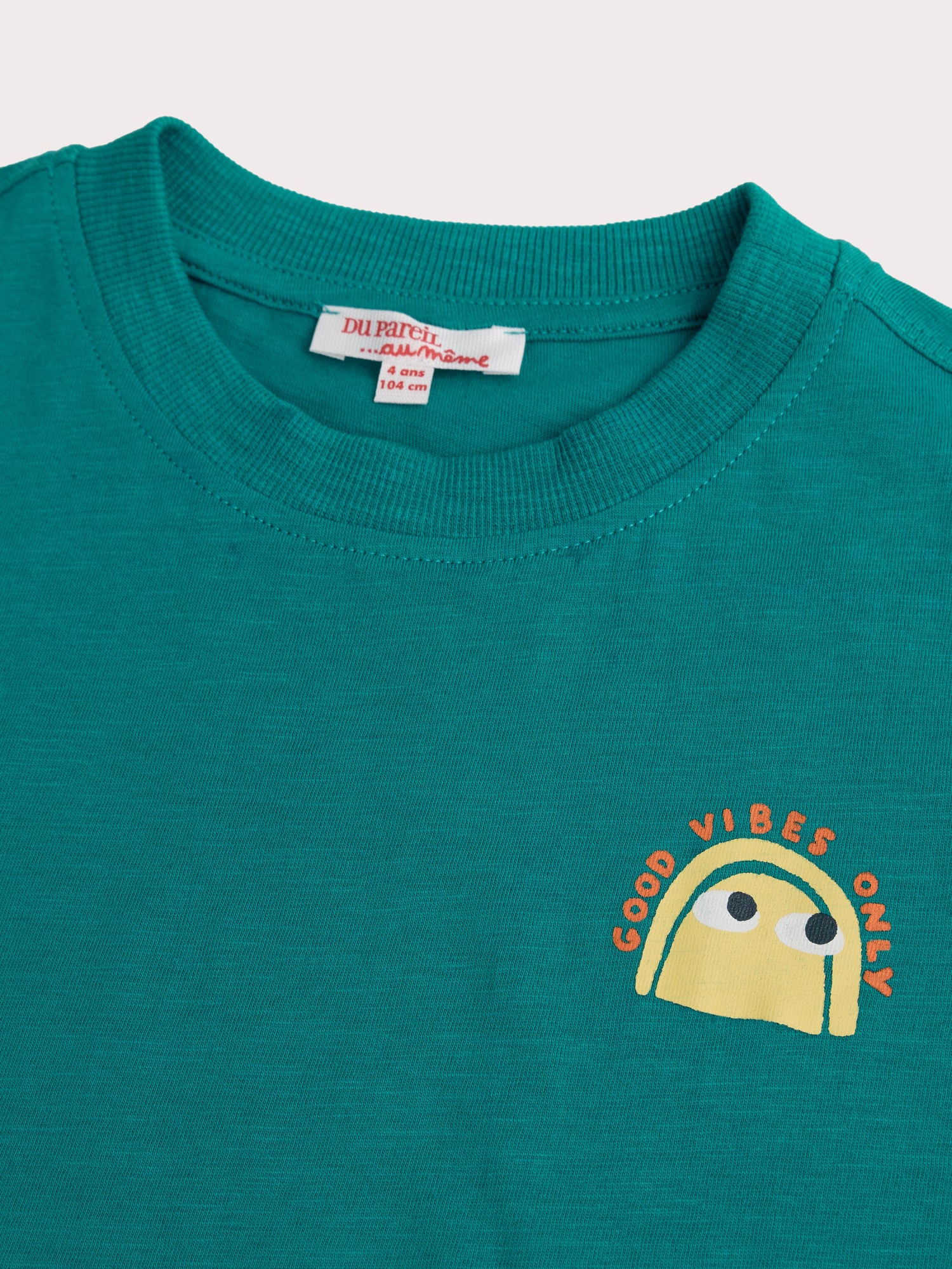T-shirt bleu turquoise détail fantaisie - Image 2
