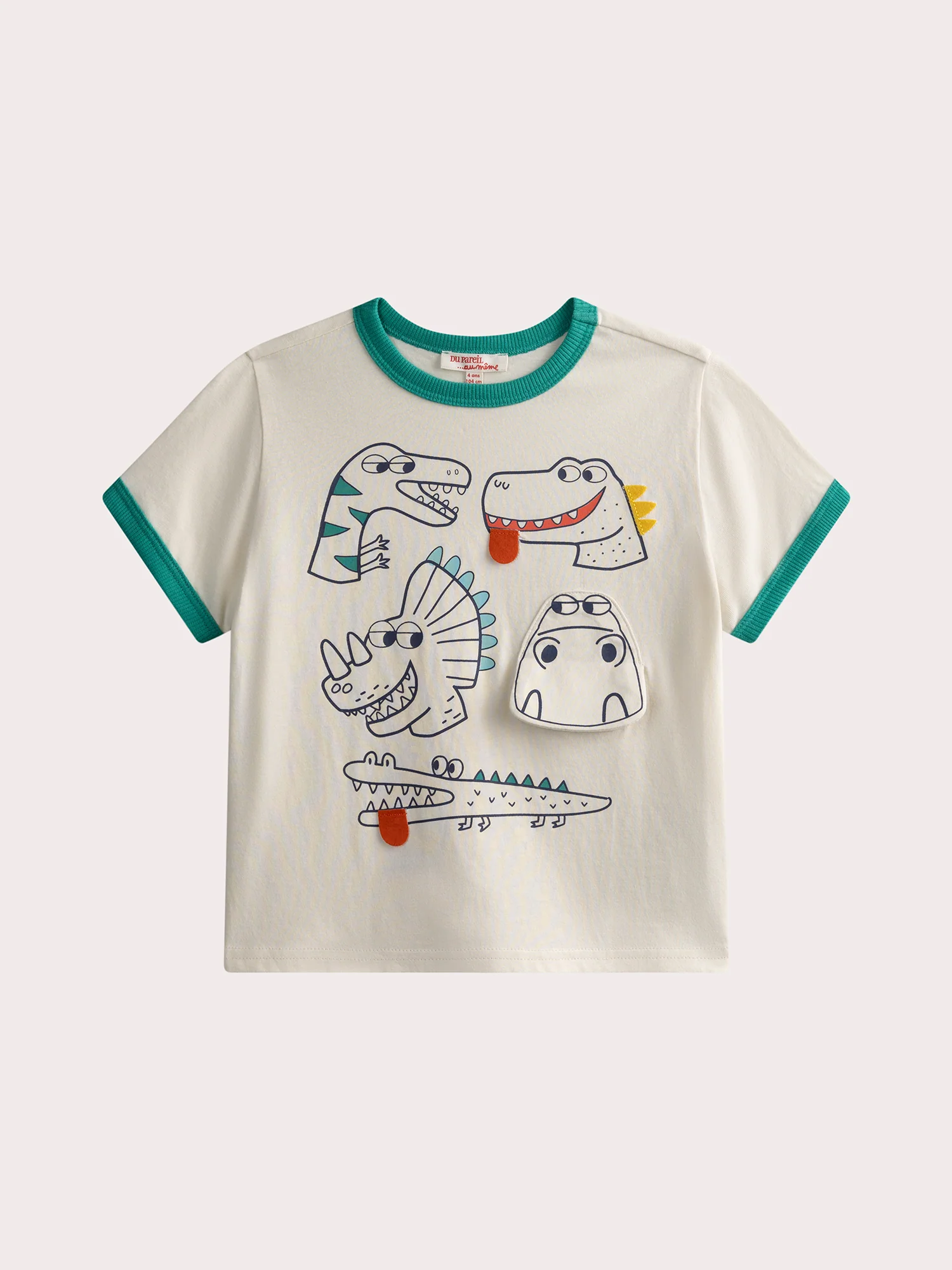 T-shirt écru manches courtes animation dinosaures