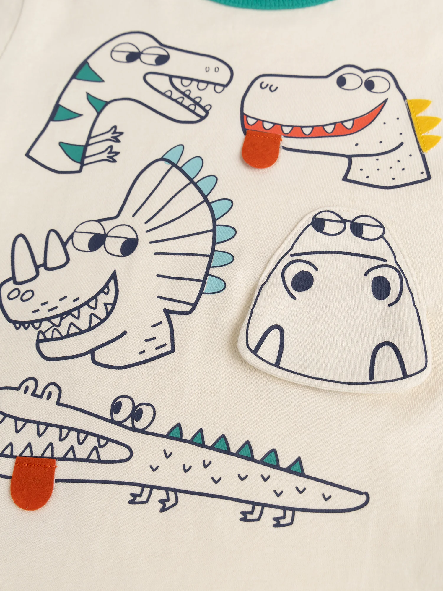 T-shirt écru manches courtes animation dinosaures - Image 2