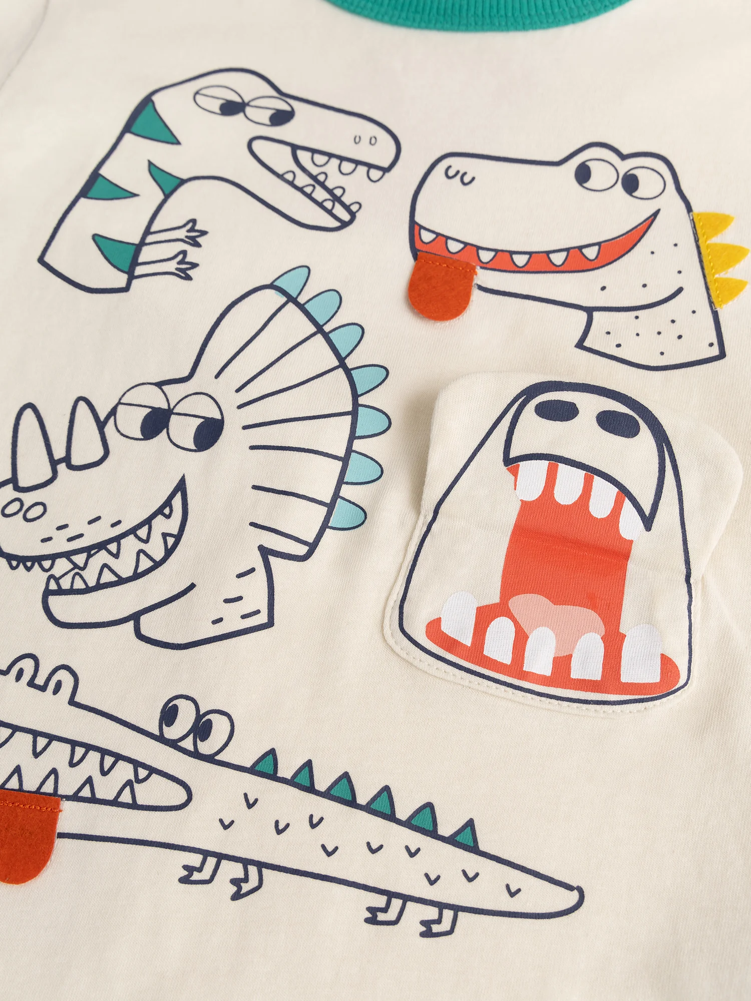 T-shirt écru manches courtes animation dinosaures - Image 3