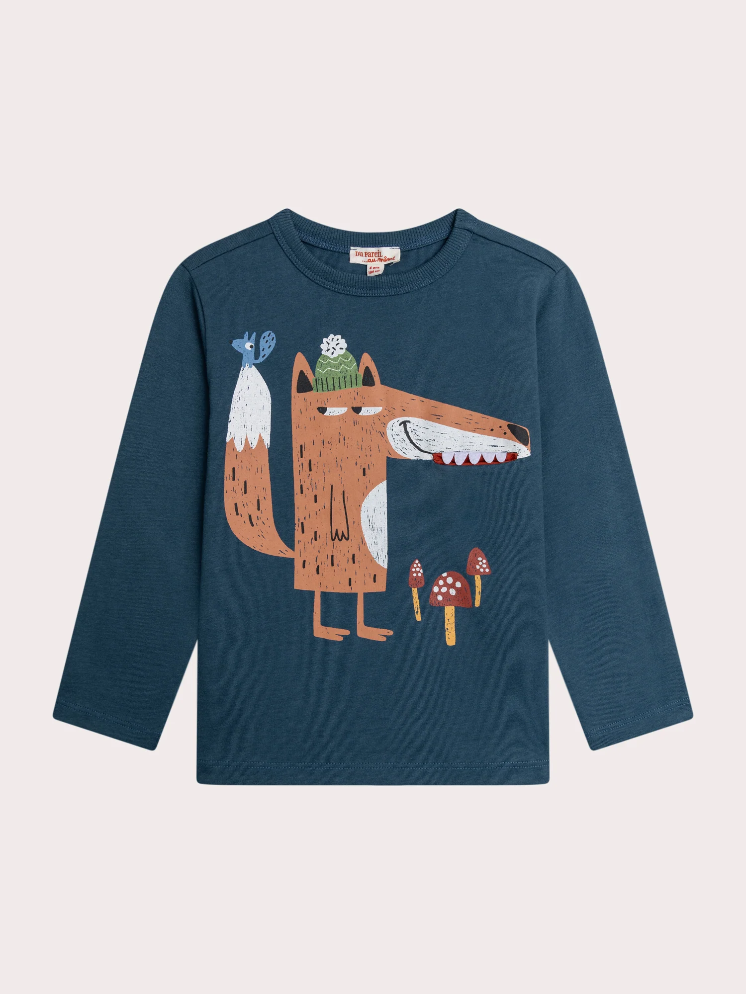 T-shirt épais manches longues avec impression renard