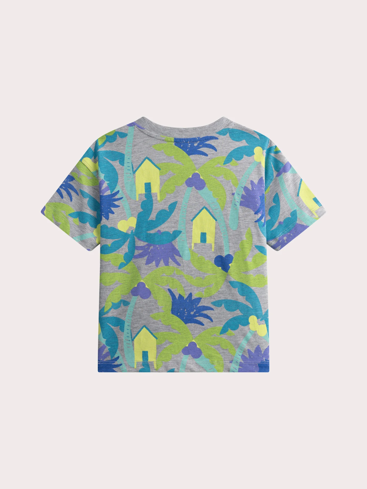 T-shirt gris chiné imprimé palmiers - Image 3