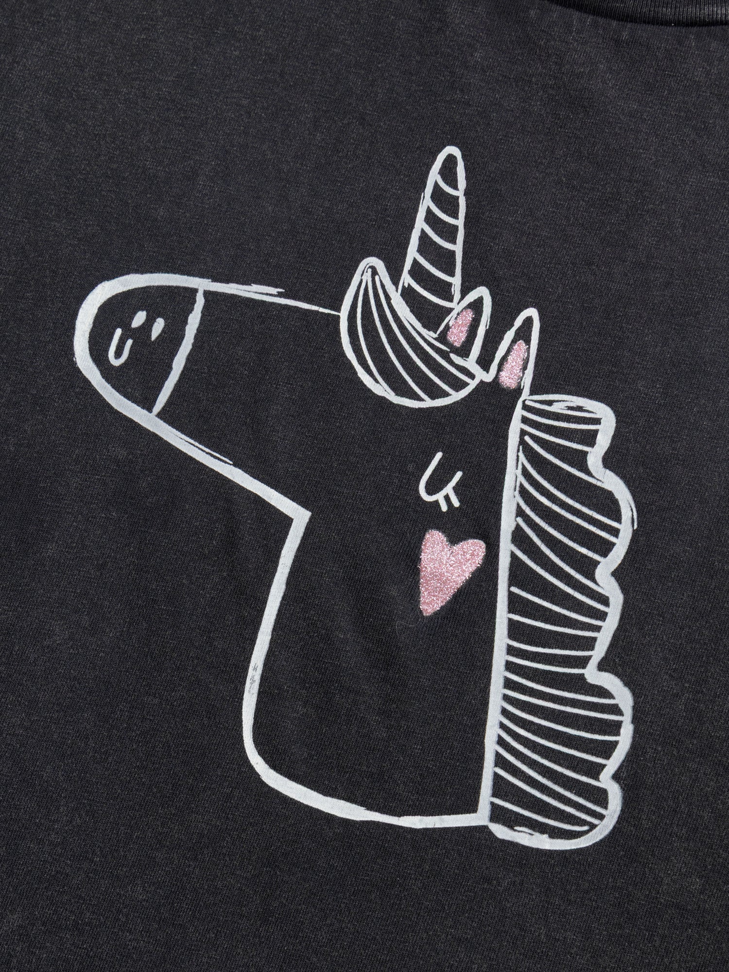 T-shirt gris foncé animation licorne pour fille - Image 3