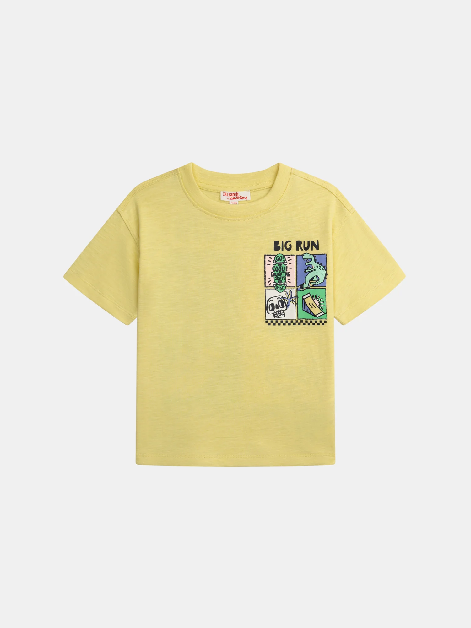 T-shirt jaune animation dinosaure pour garçon