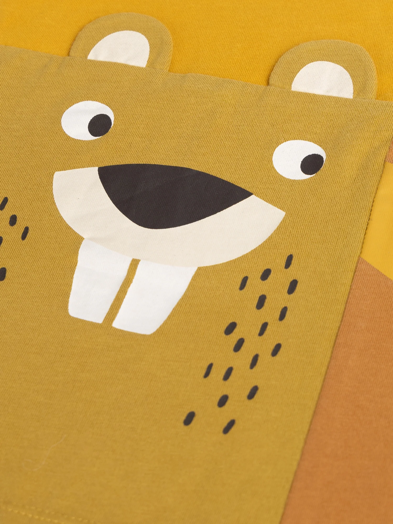T-shirt jaune animation hibou et castor pour garçon - Image 2