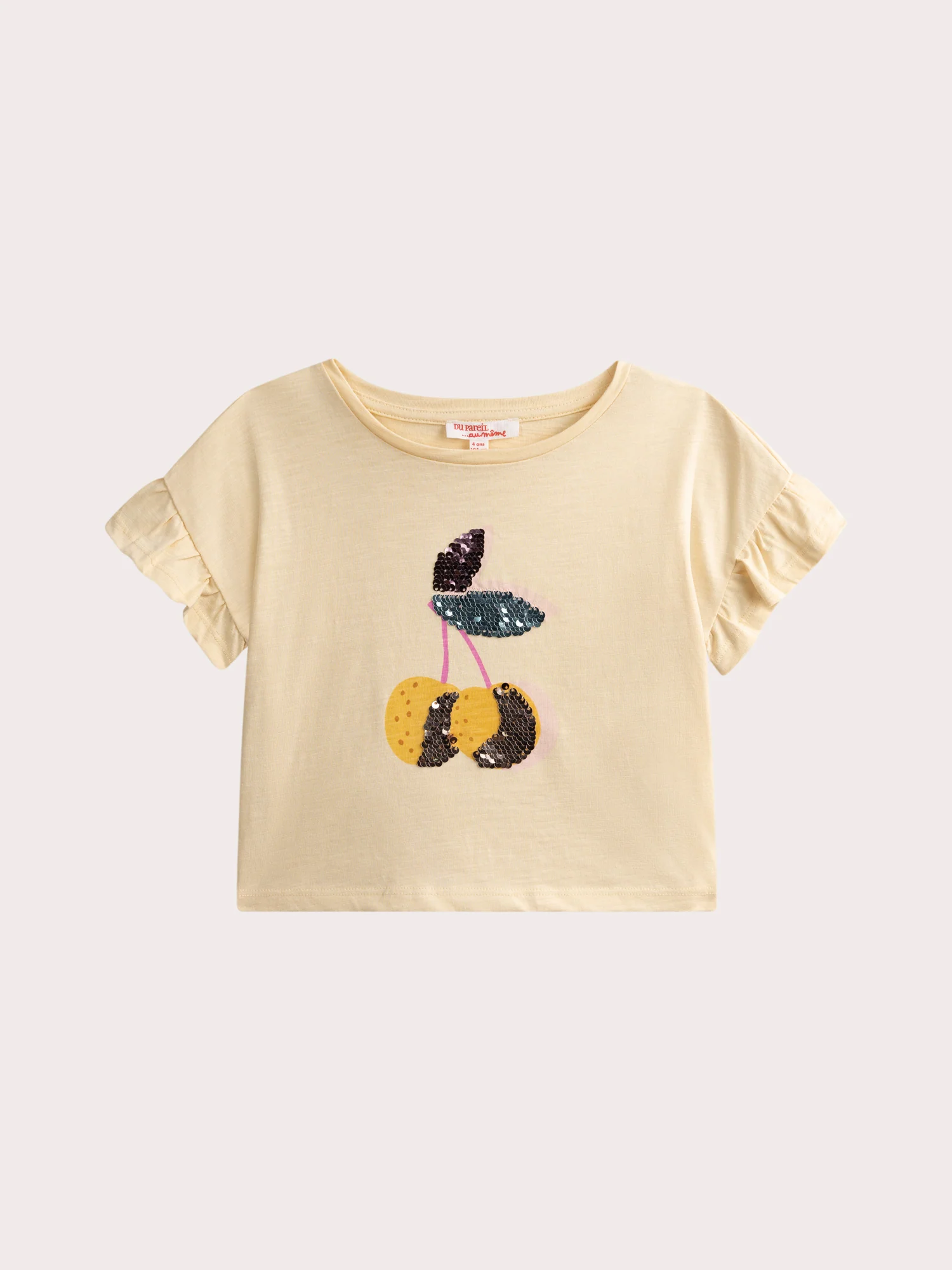 T-shirt jaune avec animation en sequins