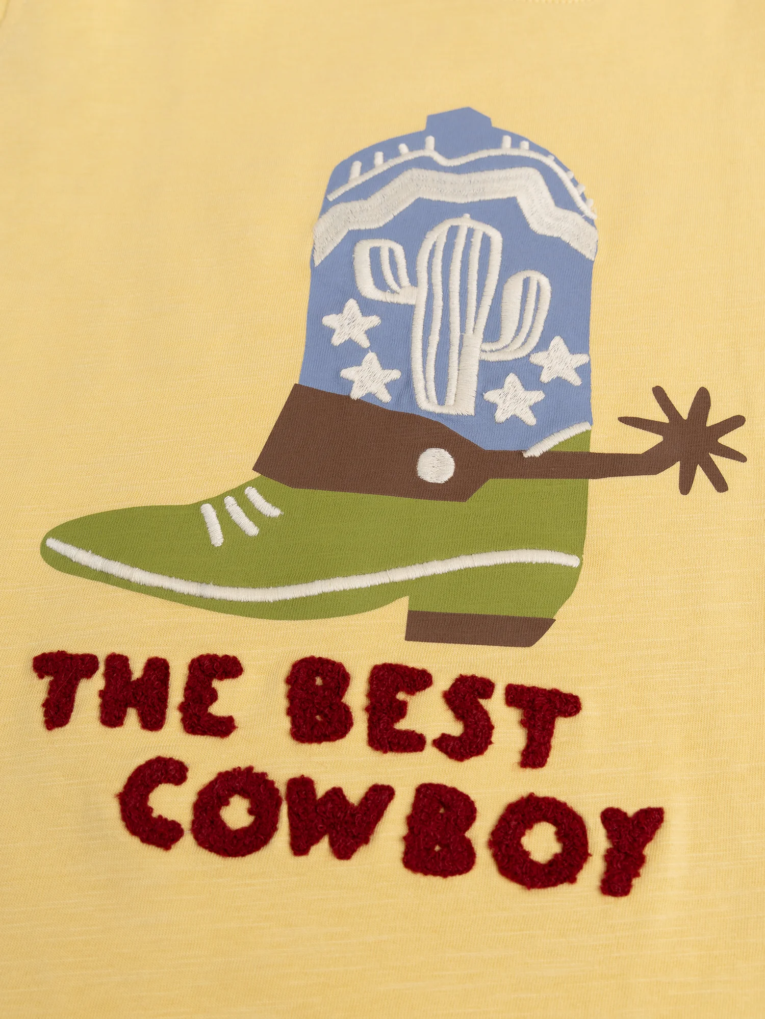 T-shirt jaune pale manches longues animation cowboy - Image 2