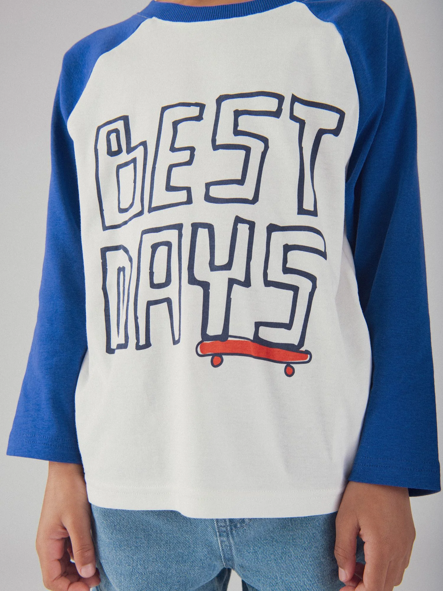 T-shirt manches longues bleu et blanc pour garçon - Image 4