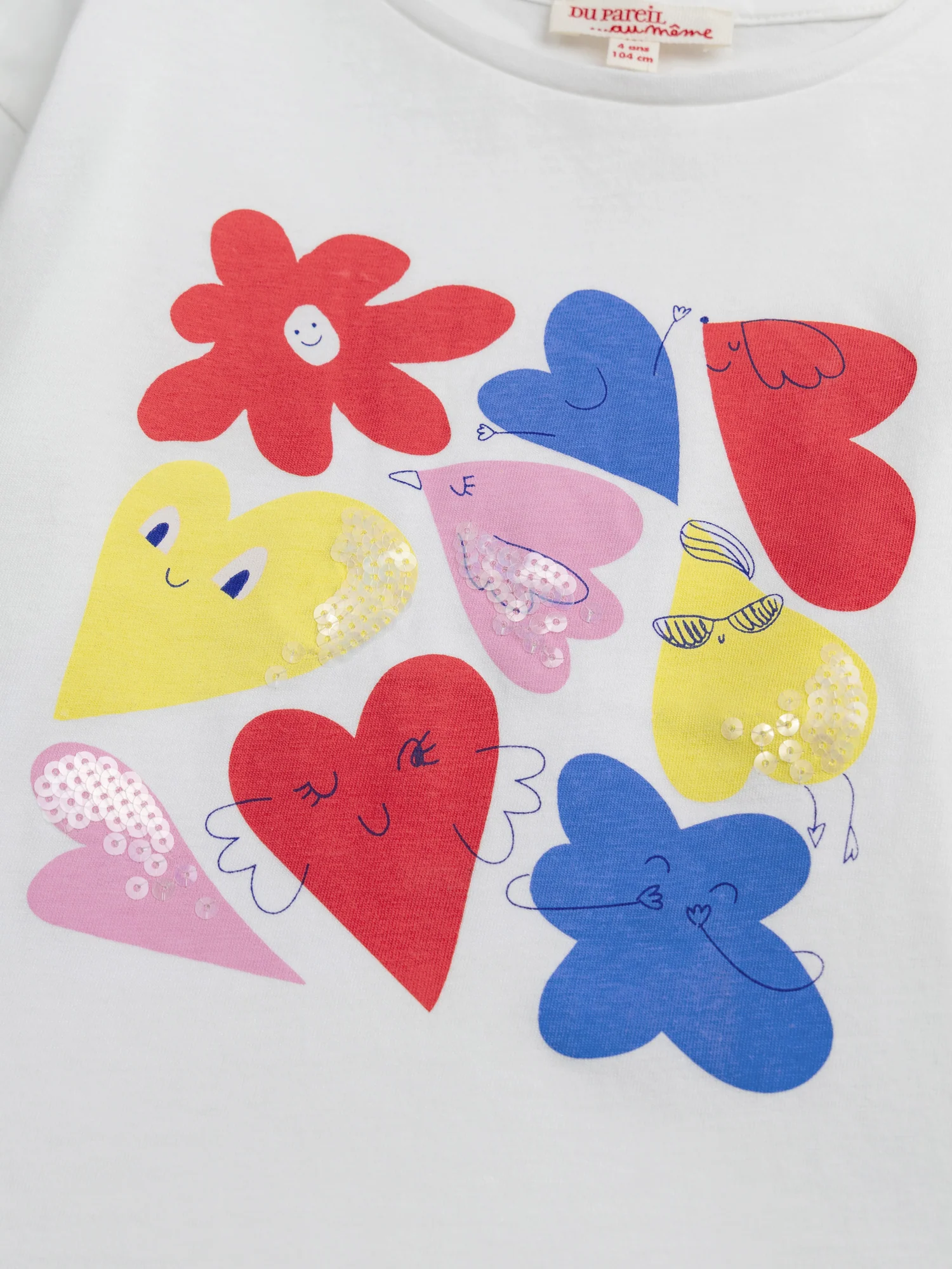 T-shirt manches longues écru et animation colorée pour fille - Image 5