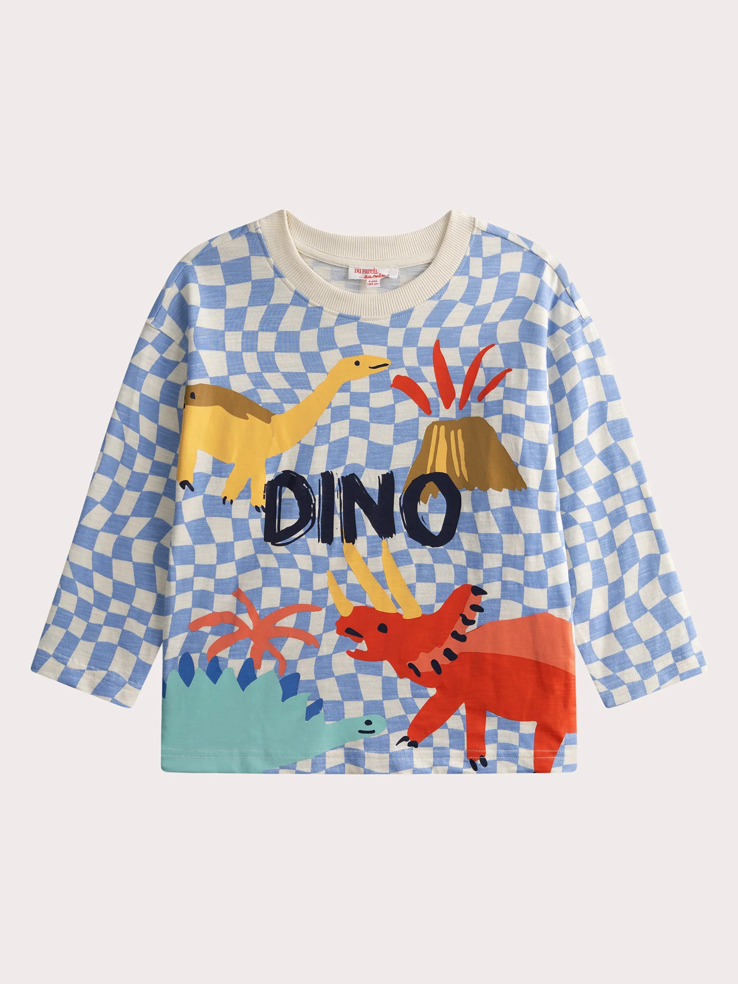T-shirt manches longues imprimé dammier