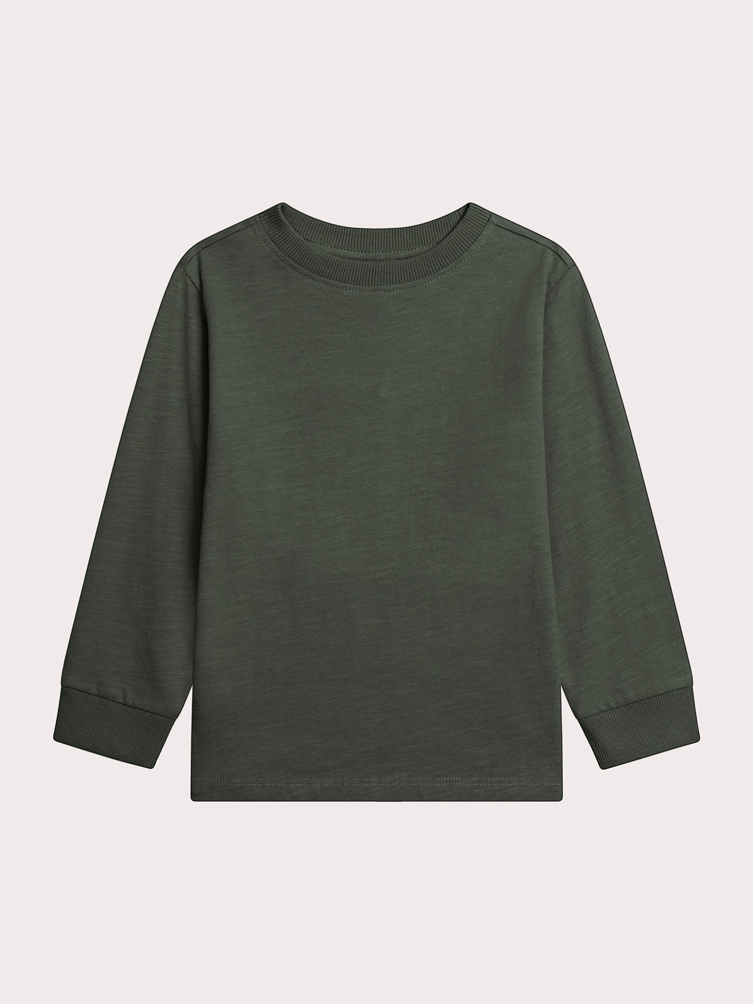 T-shirt manches longues kaki effet peau de pêche
