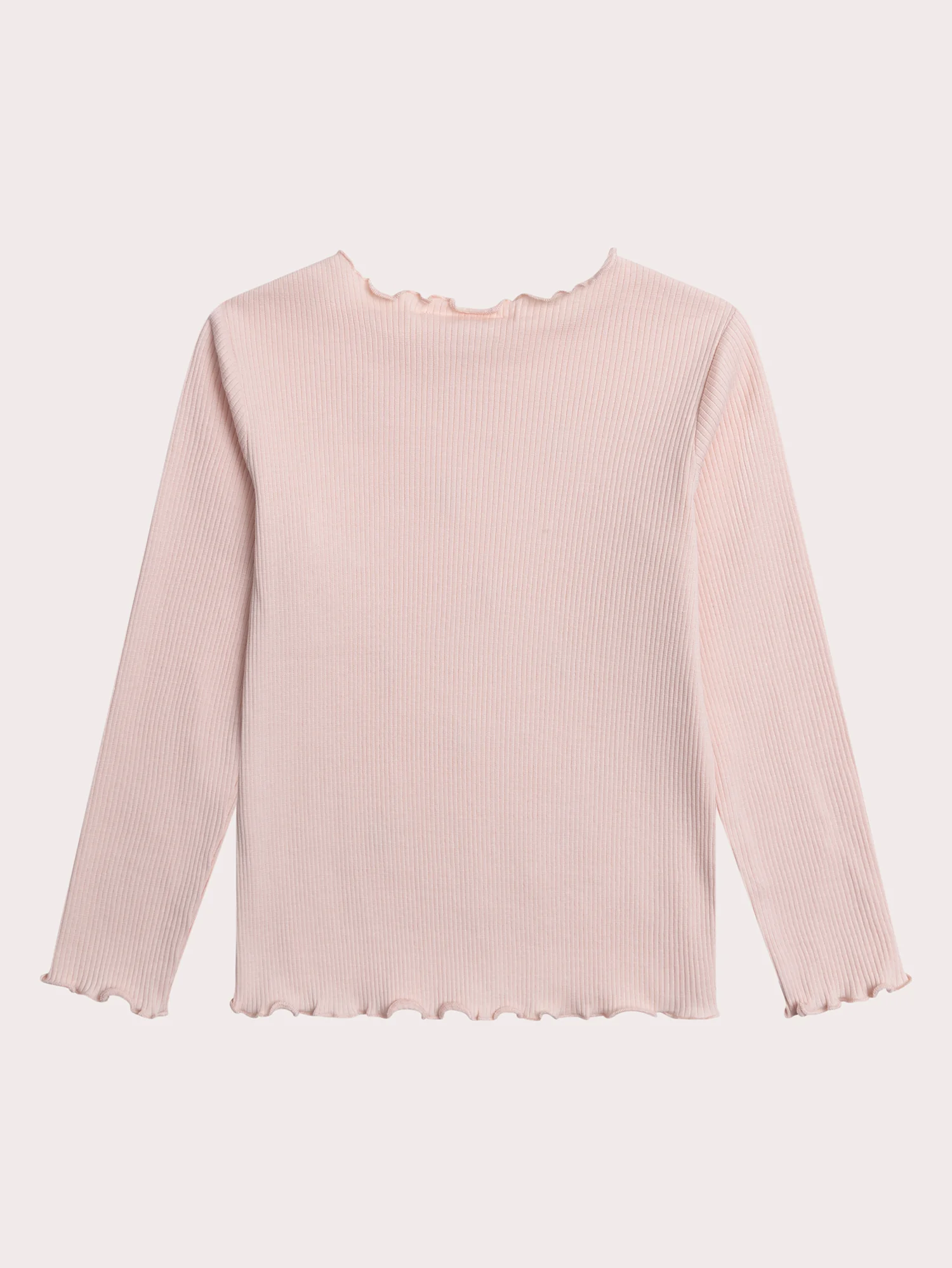 T-shirt manches longues rose pale broderies coeurs - Image 3