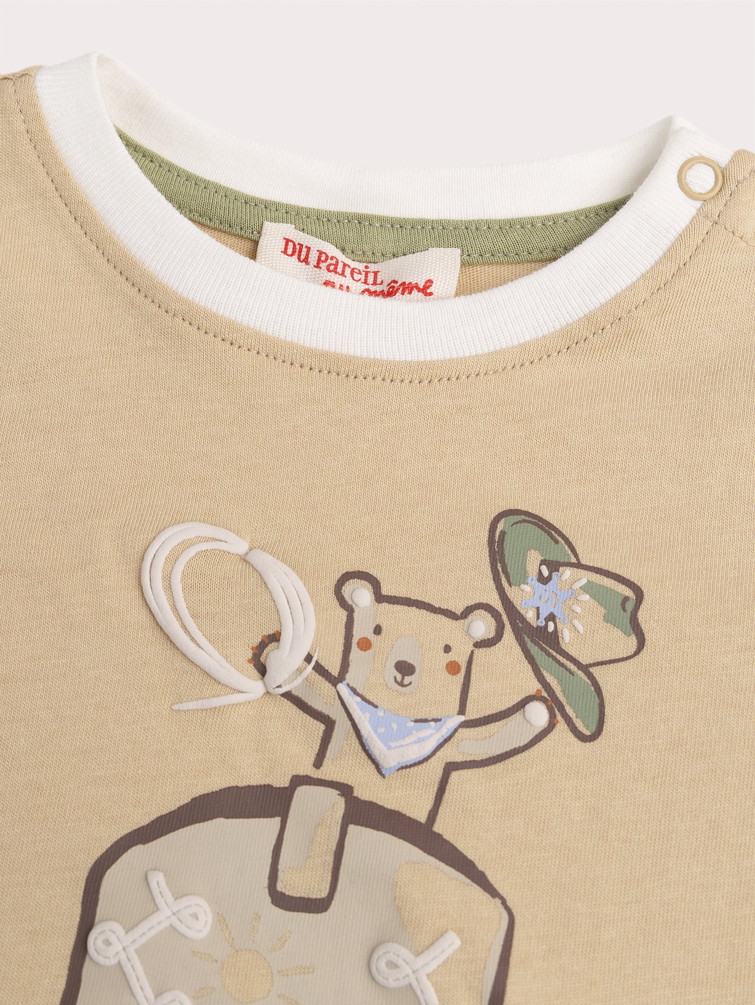T-shirt noisette à manches rayées pour bébé garçon - Image 2